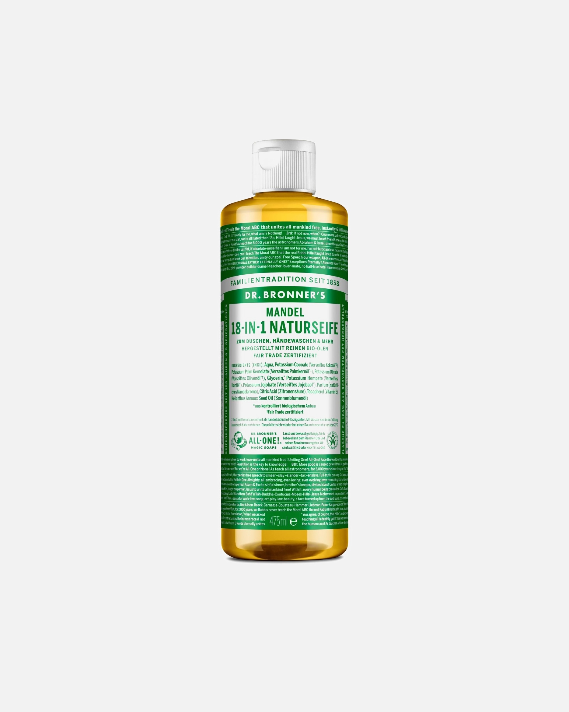 Gel douche pour Unisexe Dr. Bronner's 18-en-1 VOILE NATUREL Amande 475 ml