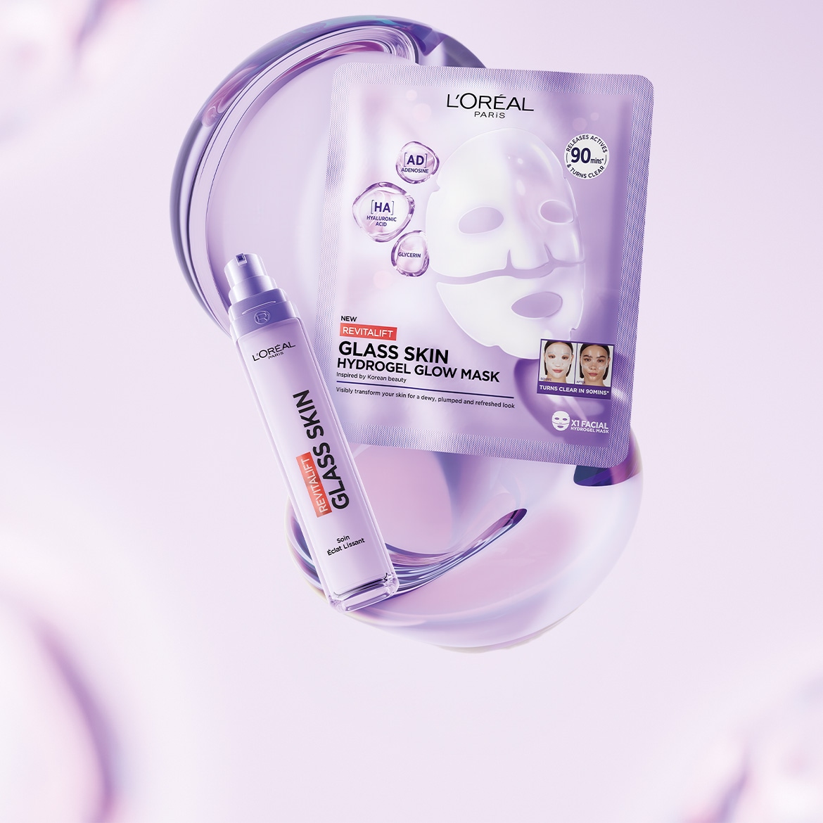 Découvrez le nouveau Revitalift Glass Skin Hydrogel Glow Mask de L'Oréal Paris, inspiré de la beauté coréenne, pour une peau visiblement transformée, éclatante et revitalisée.