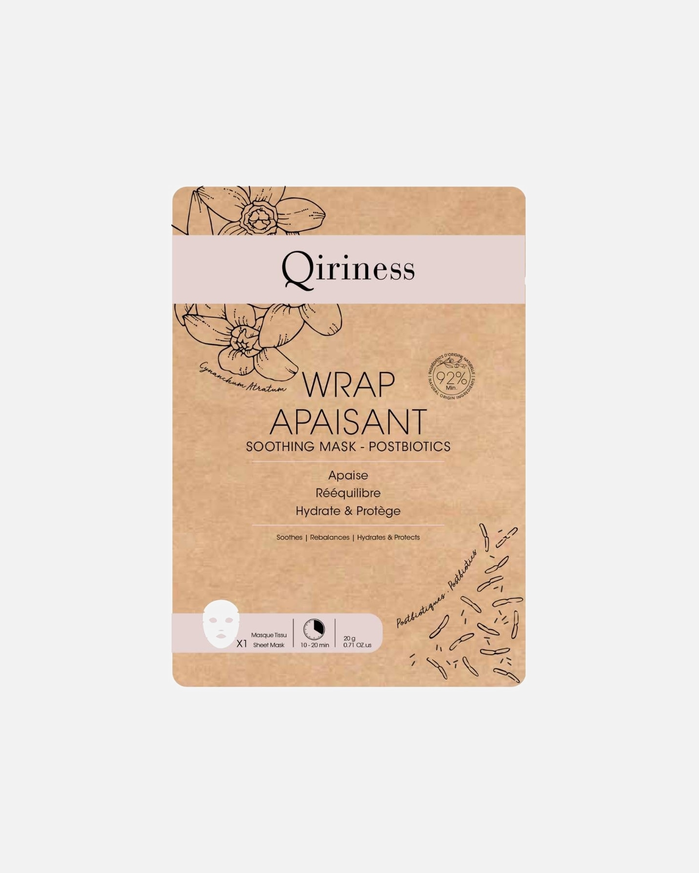 Masque tissu pour Unisexe Qiriness Wrap Apaisant 20 g