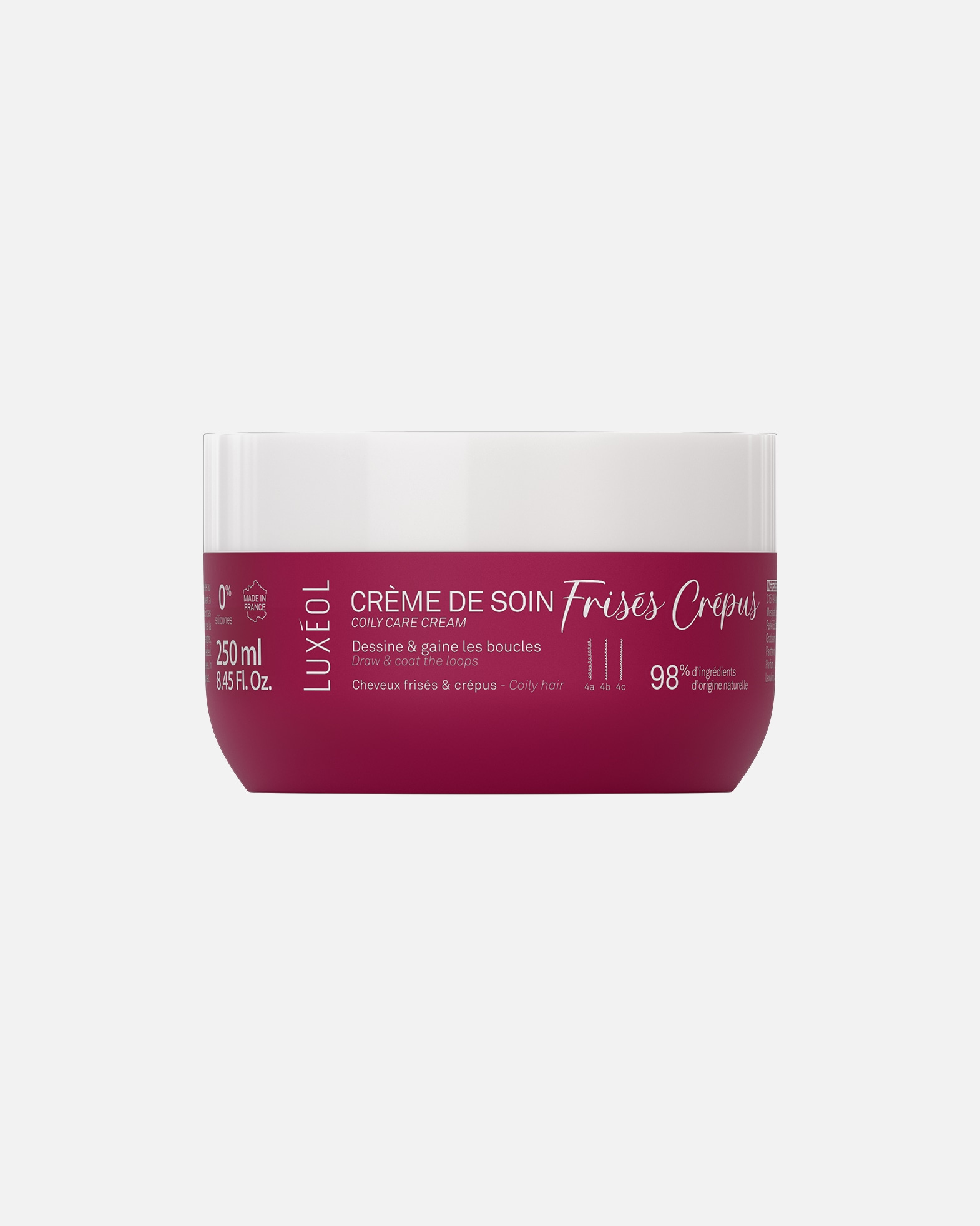 Crème cheveux pour Unisexe Luxéol Crème de soin Frisés/Crépus 250 ml
