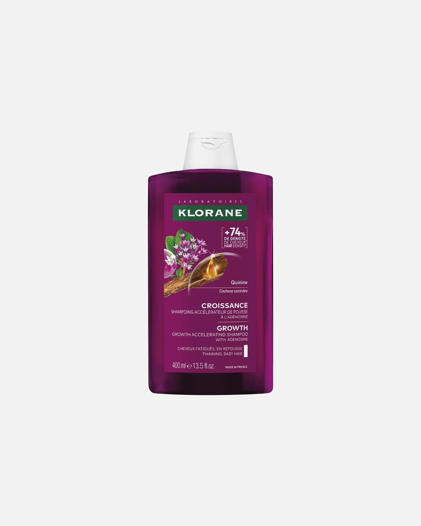 Shampooing pour Unisexe Klorane Accélérateur de pousse à l'adénosine et à la Quinine 400 ml