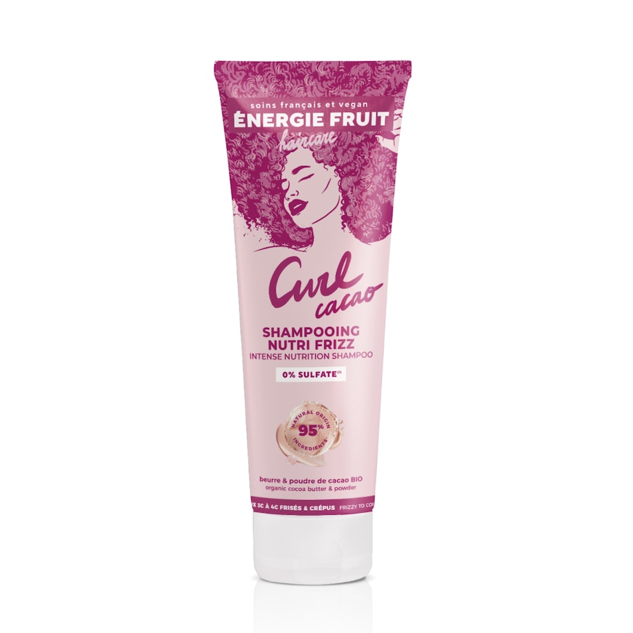 Energie Fruit - shampooing nutri frizz sans sulfate - cheveux frises a crepus - beurre de cacao bio et poudre de cacao Shampoing 250 ml unisex