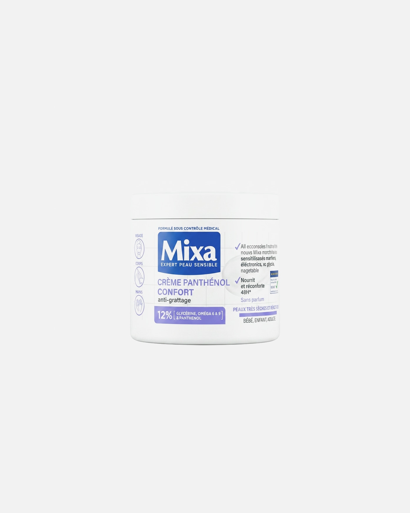 Crème pour le corps pour Unisexe Mixa Expert Peau Sensible Panthenol Confort 400 ml