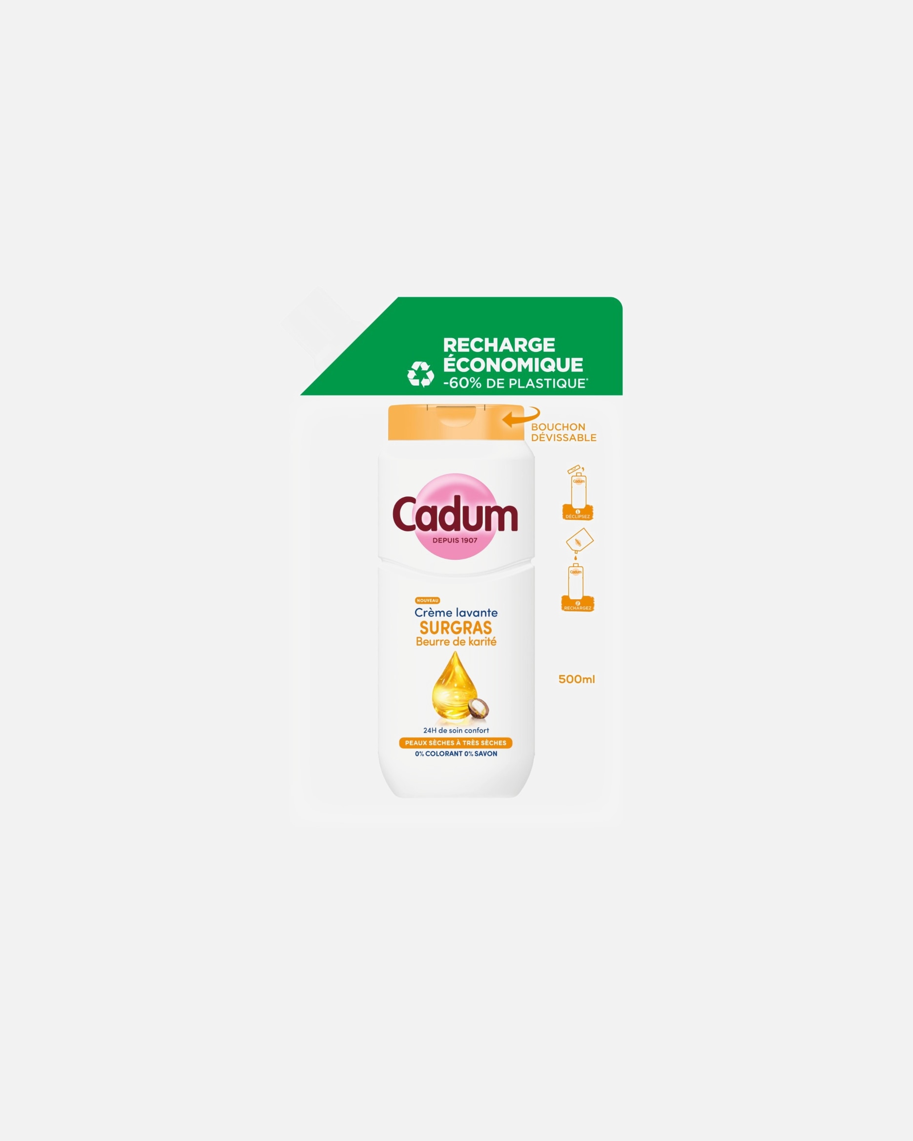 Gel douche pour Unisexe Cadum Beurre de karité 500 ml - Recharge