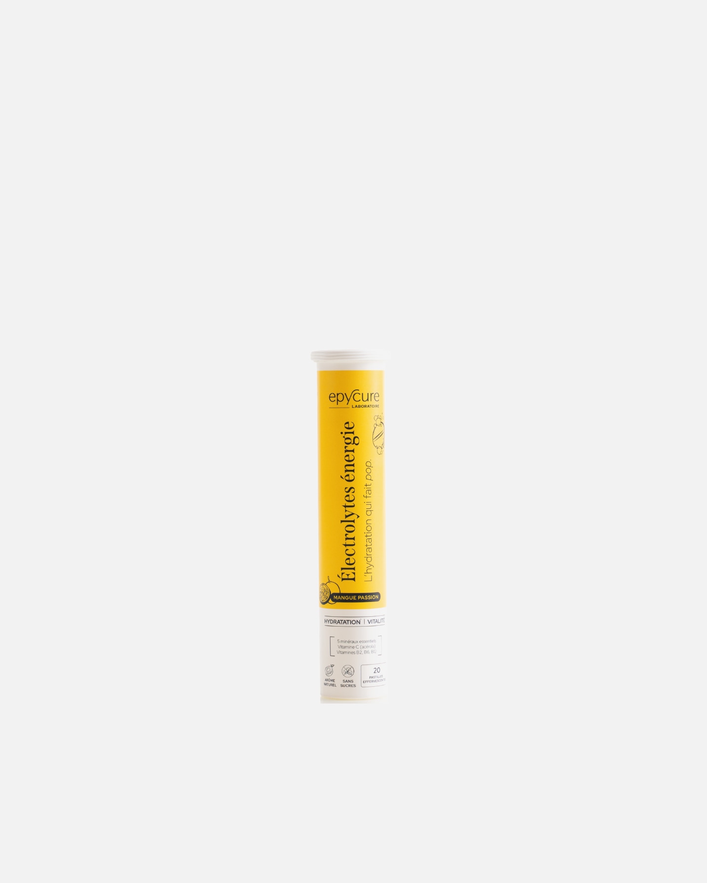 Complément alimentaire Énergie et concentration pour Unisexe epycure Default Brand Line ELECTROLYTES ~ Goût MANGUE PASSION 20 pastilles
