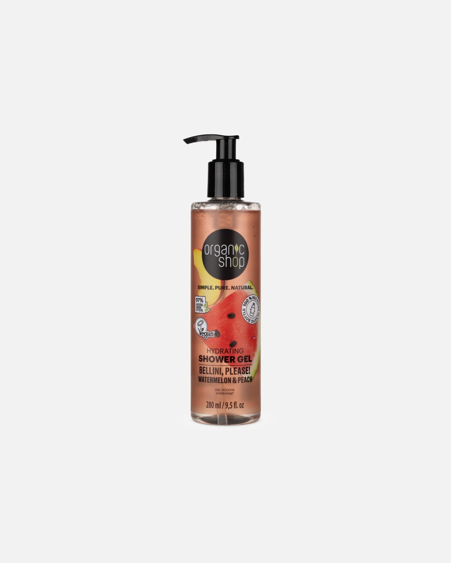 Gel douche pour Unisexe Organic Shop Bellini Please - Pastèque & Pêche 280 ml