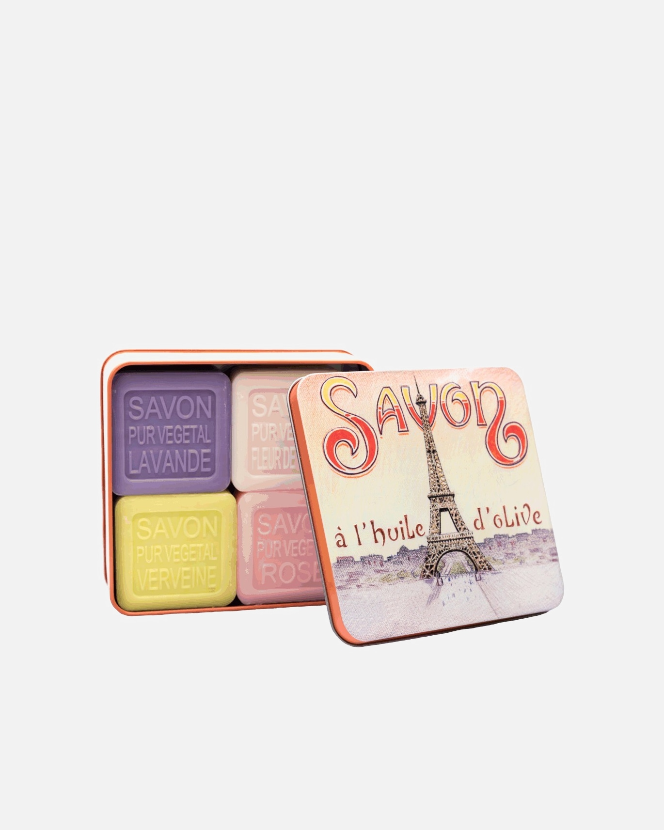 Coffret soin corps pour Unisexe La Savonnerie de Nyons Coffret de 4 Savons (Lavande, Verveine,Fleur de Coton, Rose) Tour Eiffel 400 g