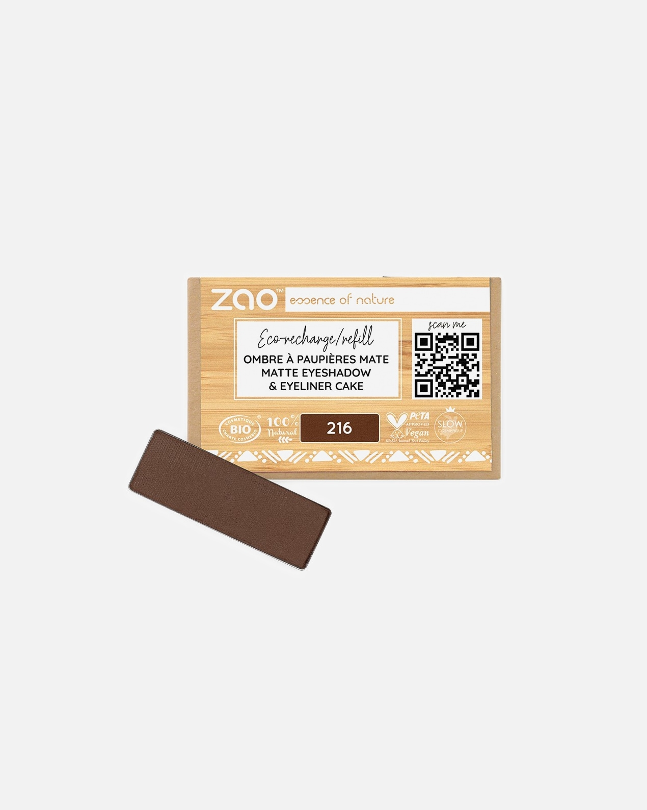 Ombre à paupières pour Unisexe ZAO Rectangle - Recharge 216 - BRONZE