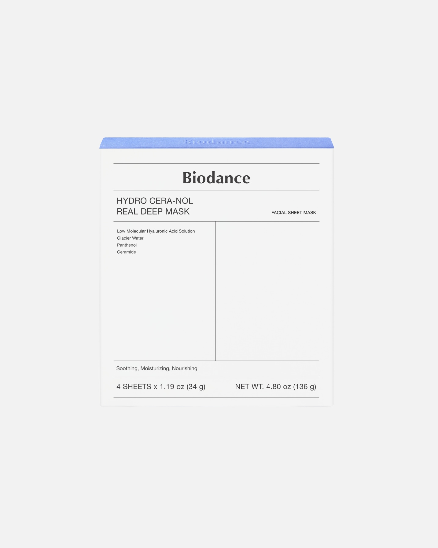 Coffret soin visage pour Unisexe Biodance Default Brand Line Hydro Cera-Nol Real Deep Mask 4 unités