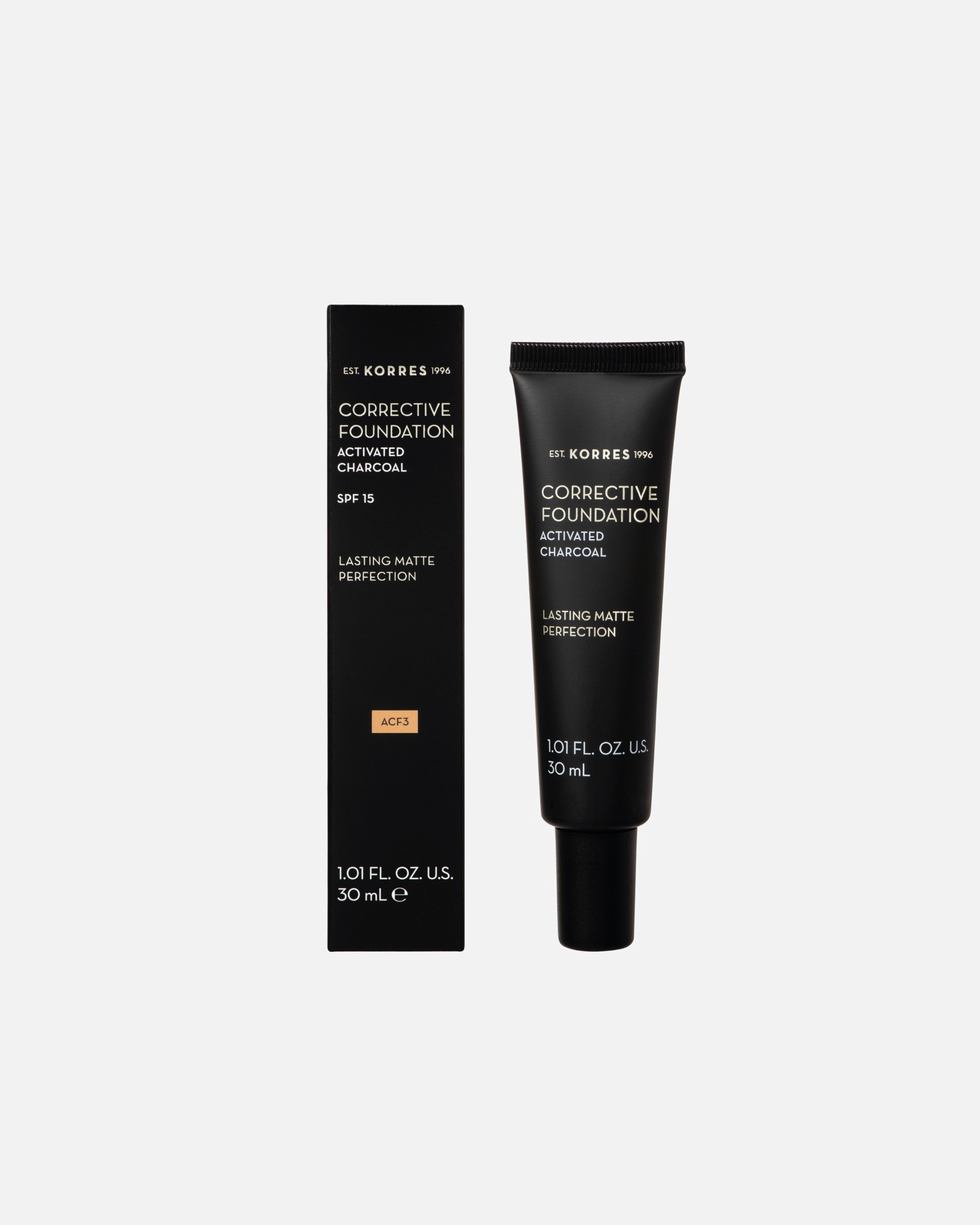 Fond de teint pour Unisexe Slip Fond de teint correcteur, Charbon ActifSpf15, Teinte 4, 30ml Teinte 3