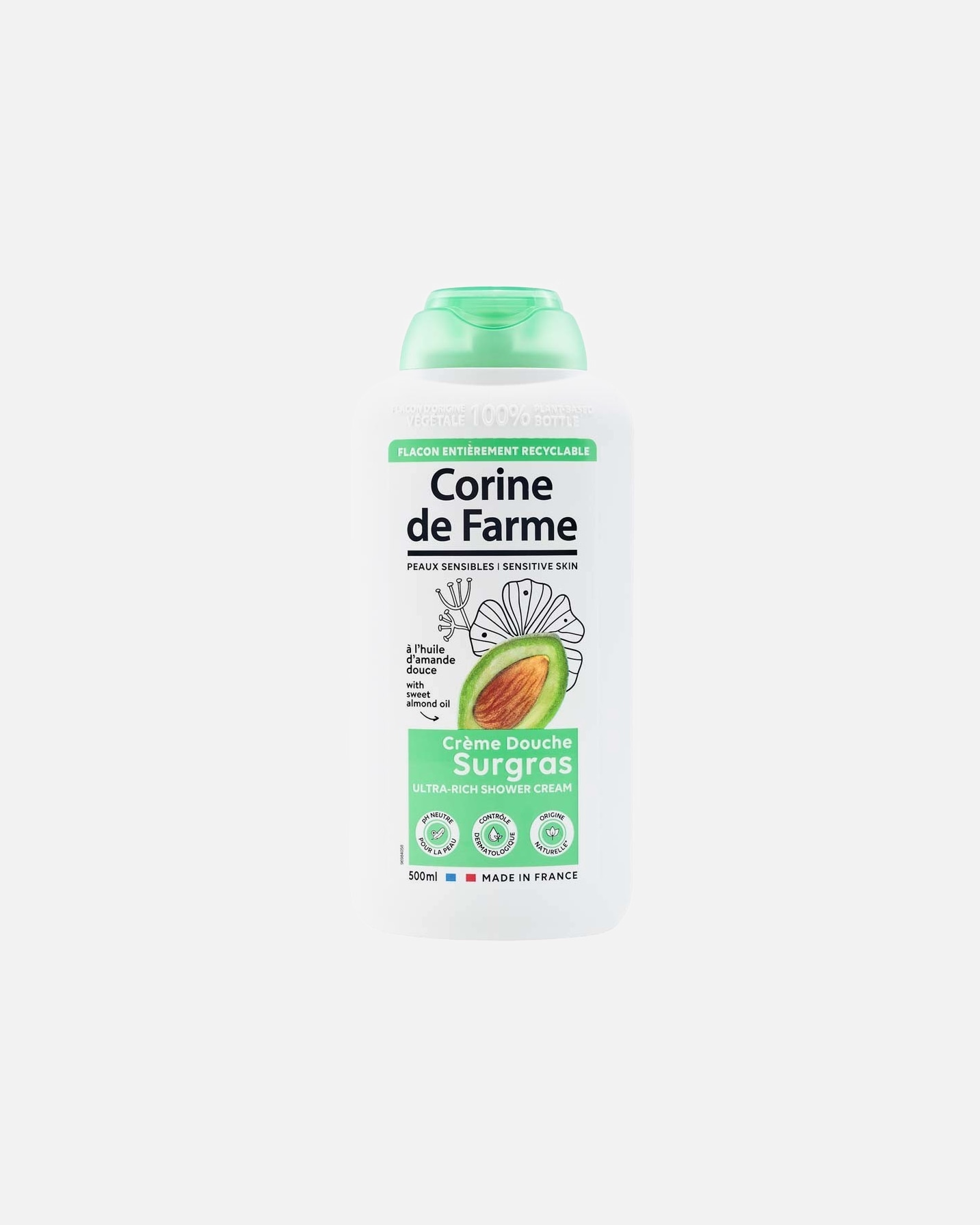 Gel douche pour Unisexe CORINE DE FARME Crème Surgras à l'Huile d'Amande Douce 500 ml