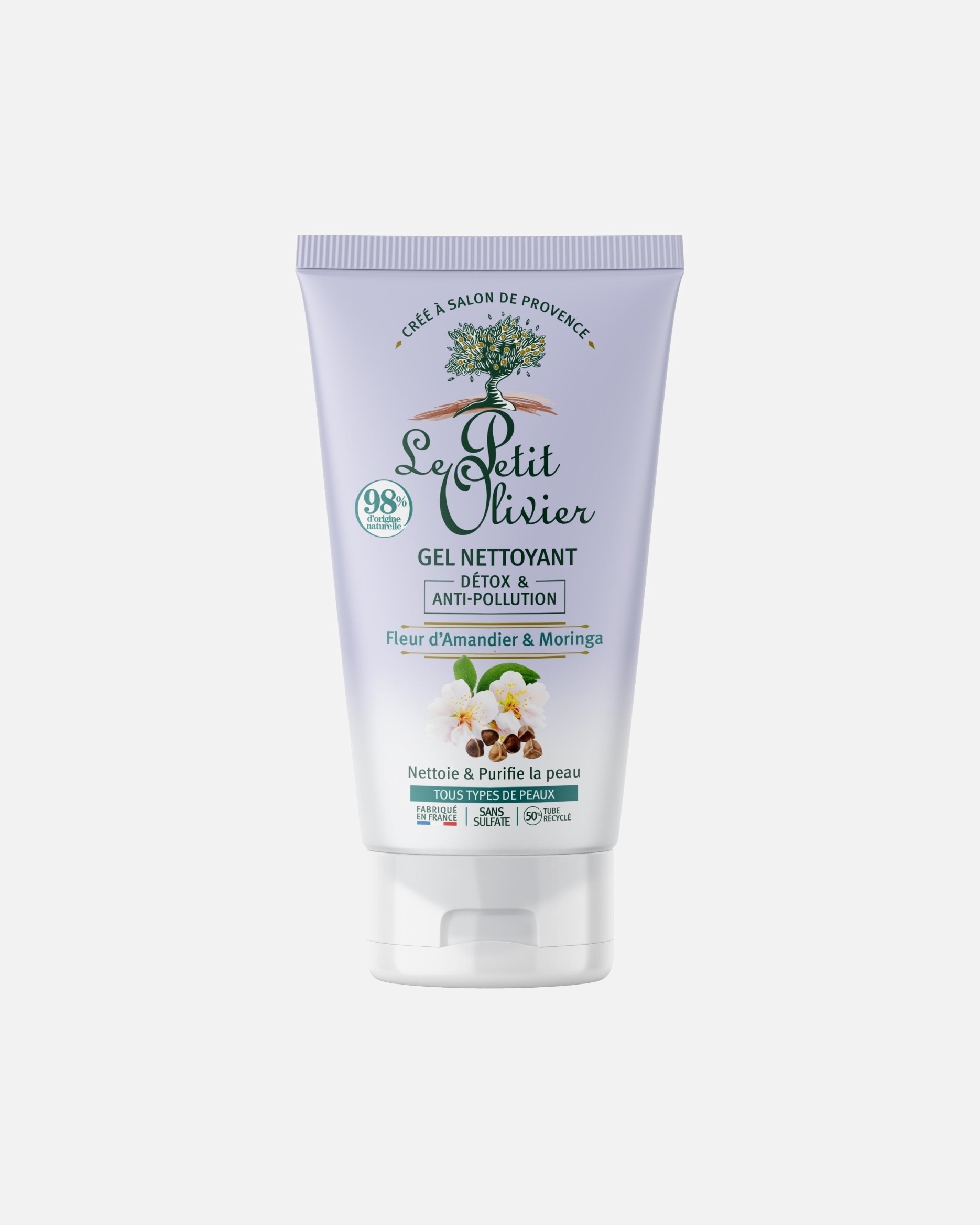 Gel nettoyant pour Unisexe Le Petit Olivier Gel Nettoyant Détox & Anti-Pollution Fleur d'Amandier & Moringa 150 ml