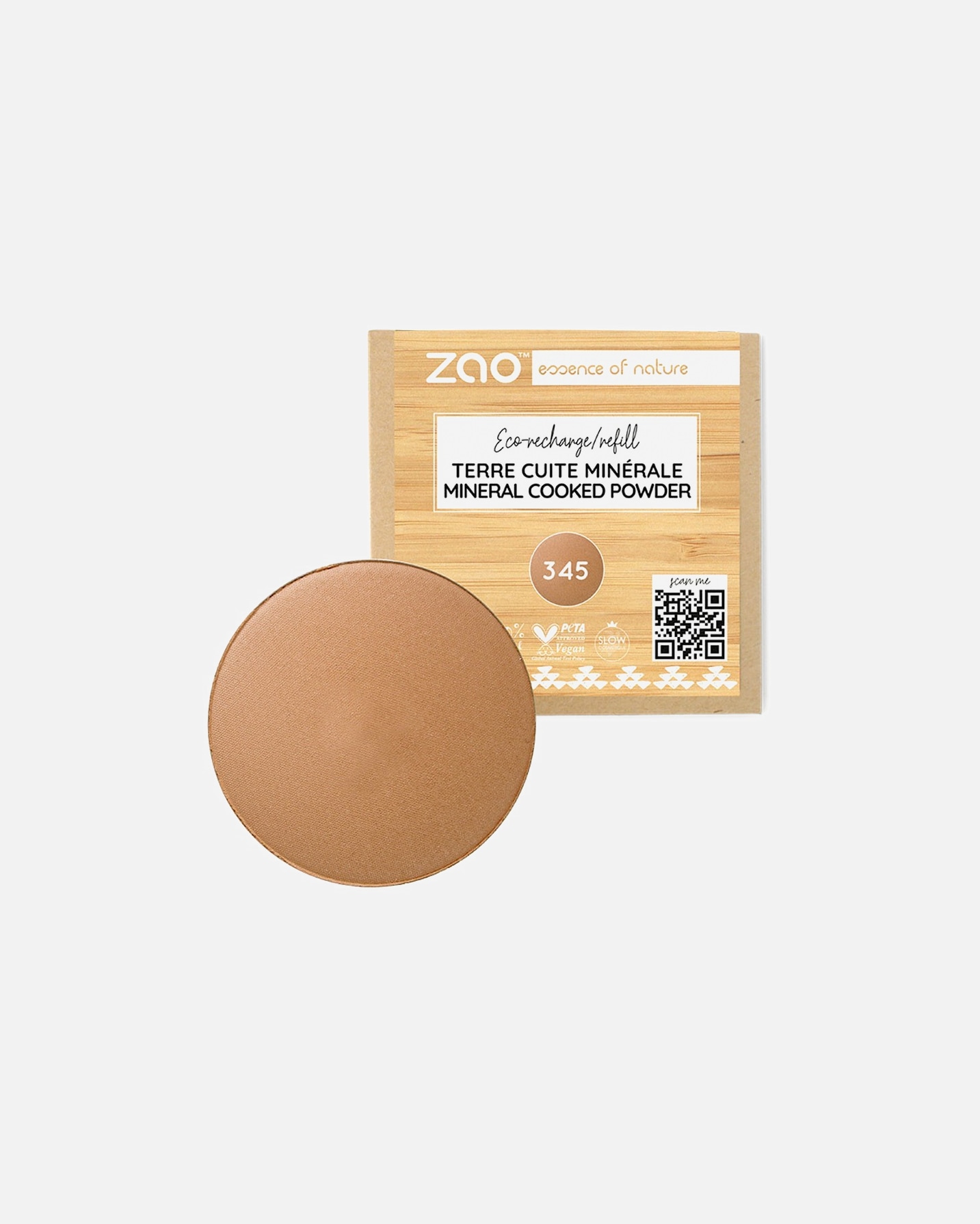 Poudre pour Unisexe ZAO Terre cuite minérale 345 Chocolat au lait - Recharge