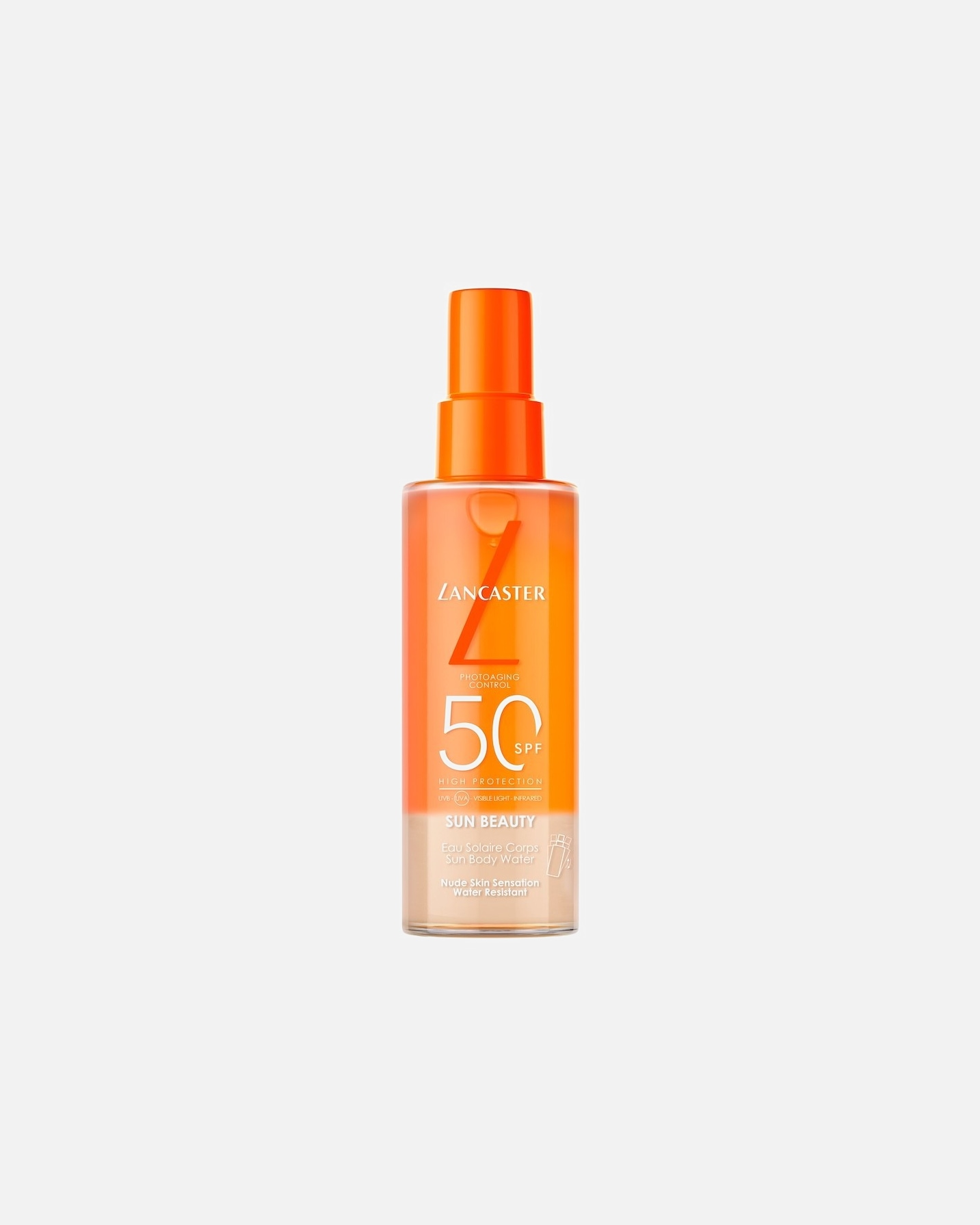 Crème solaire pour Unisexe Lancaster Sun Beauty Nude Skin sensation Eau solaire corps SPF50 150 ml