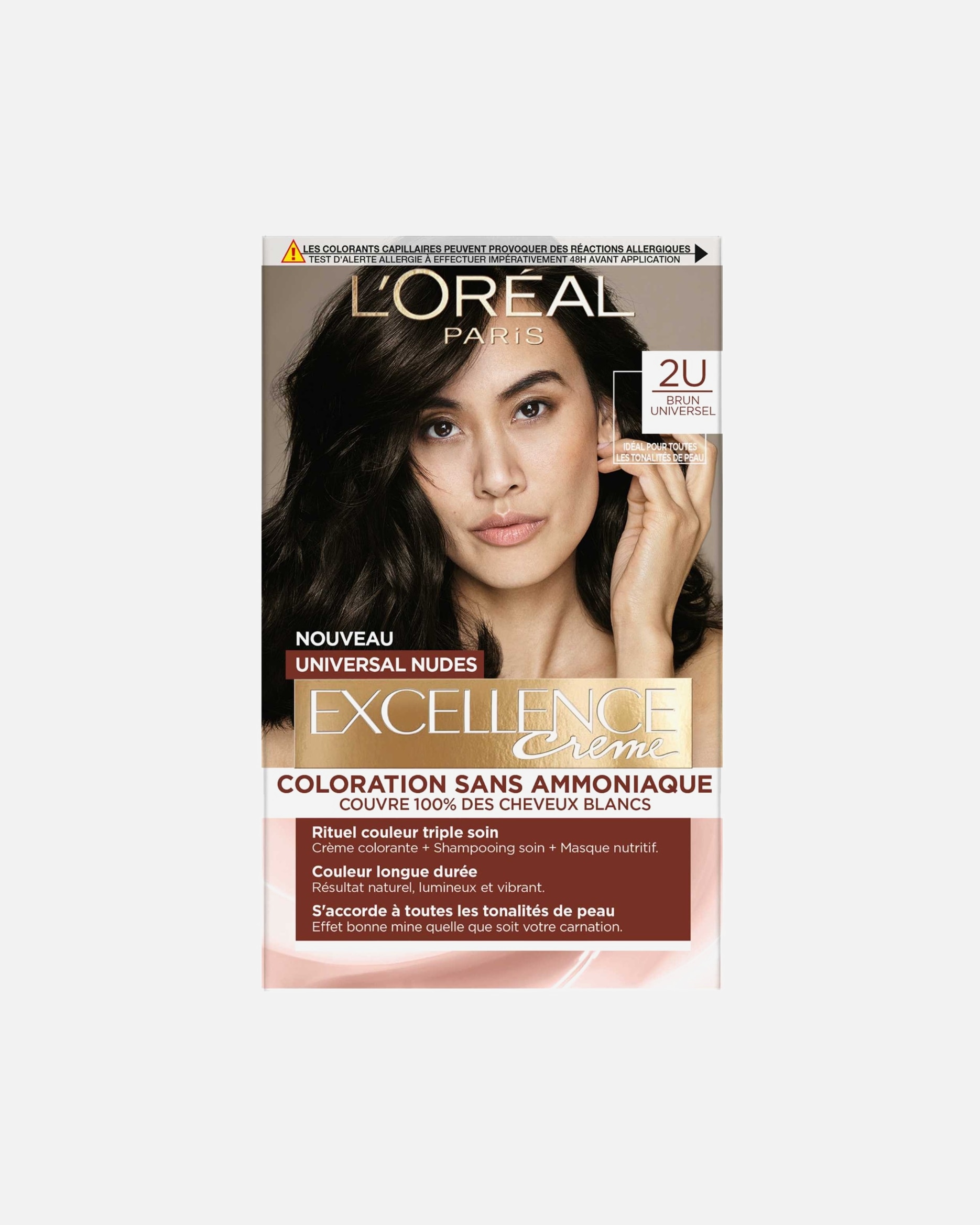 Coloration cheveux pour Femme L’Oréal Paris L'Oréal Paris Excellence crème Universal nudes Coloration 8 Blond Clair 2U - Brun Universel