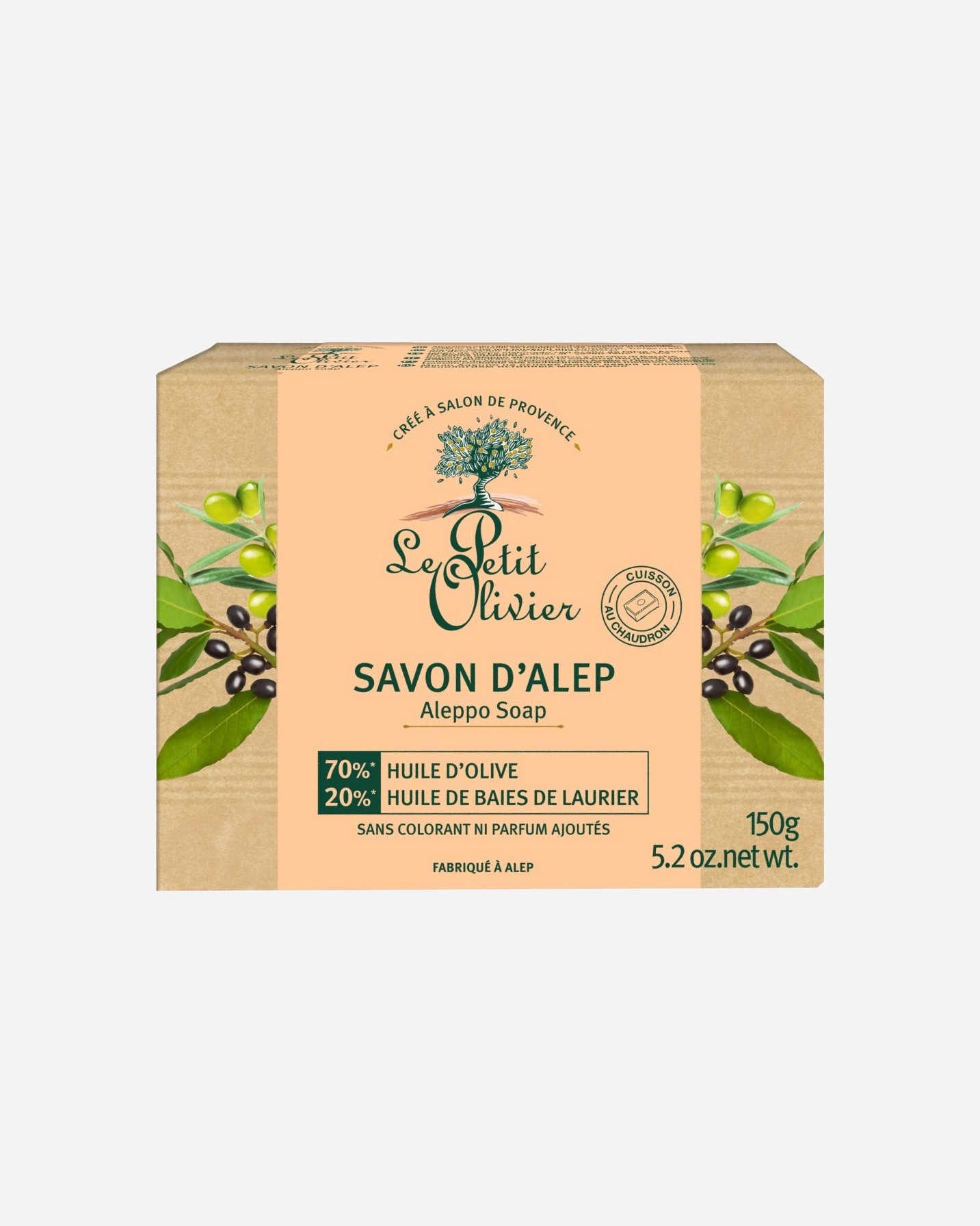 Savon pour les mains pour Unisexe Le Petit Olivier d'Alep Cuisson au Chaudron 150 Grammes
