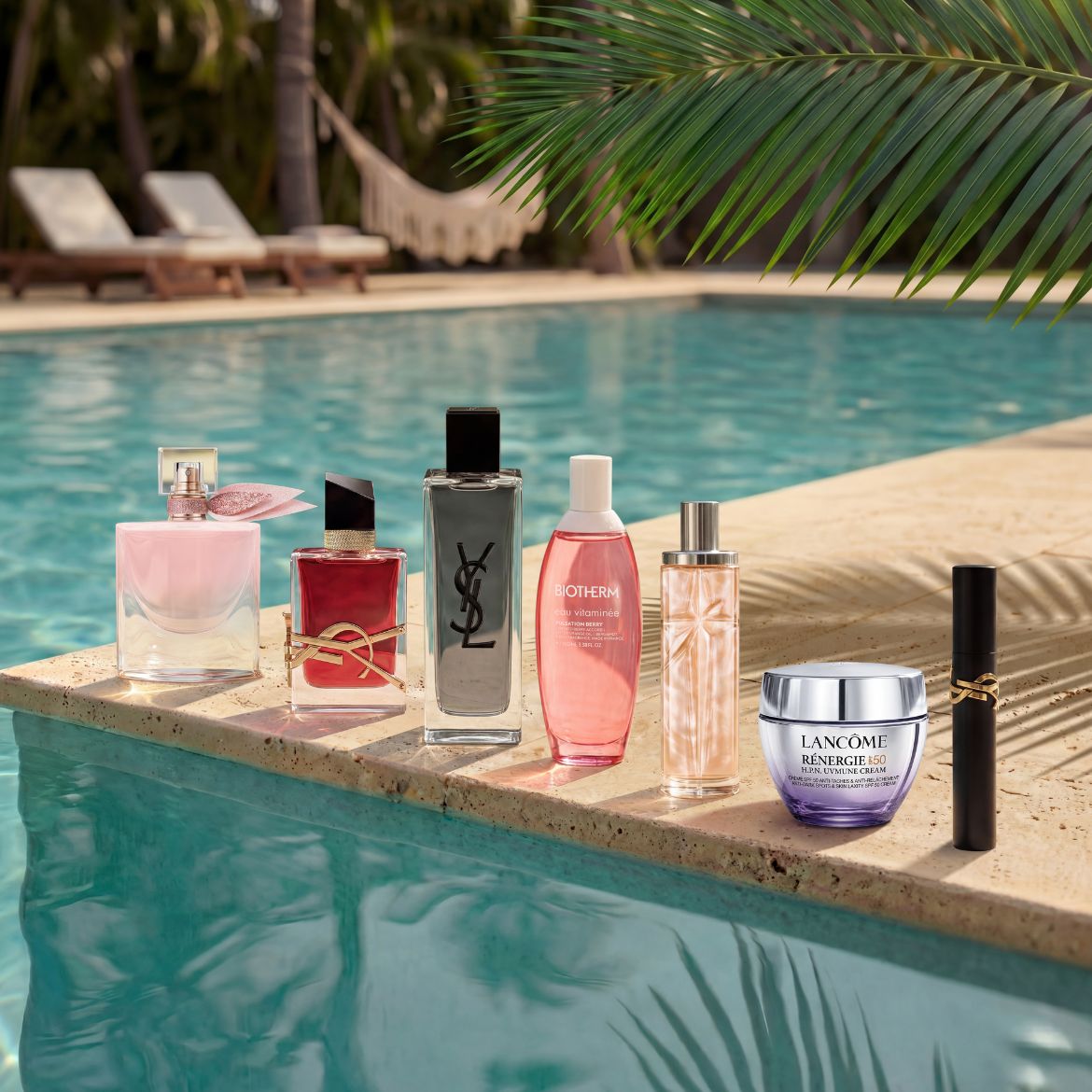 Plongez au cœur de l'été avec les marques Lancôme, Yves Saint Laurent, Mugler et Biotherm.