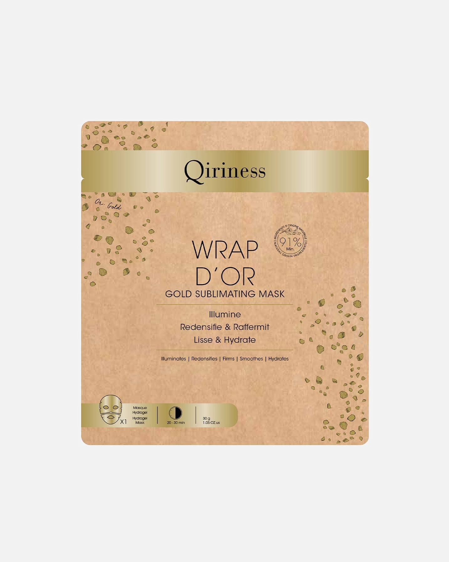 Masque tissu pour Unisexe Qiriness Wrap d'Or - Hydrogel 30 g