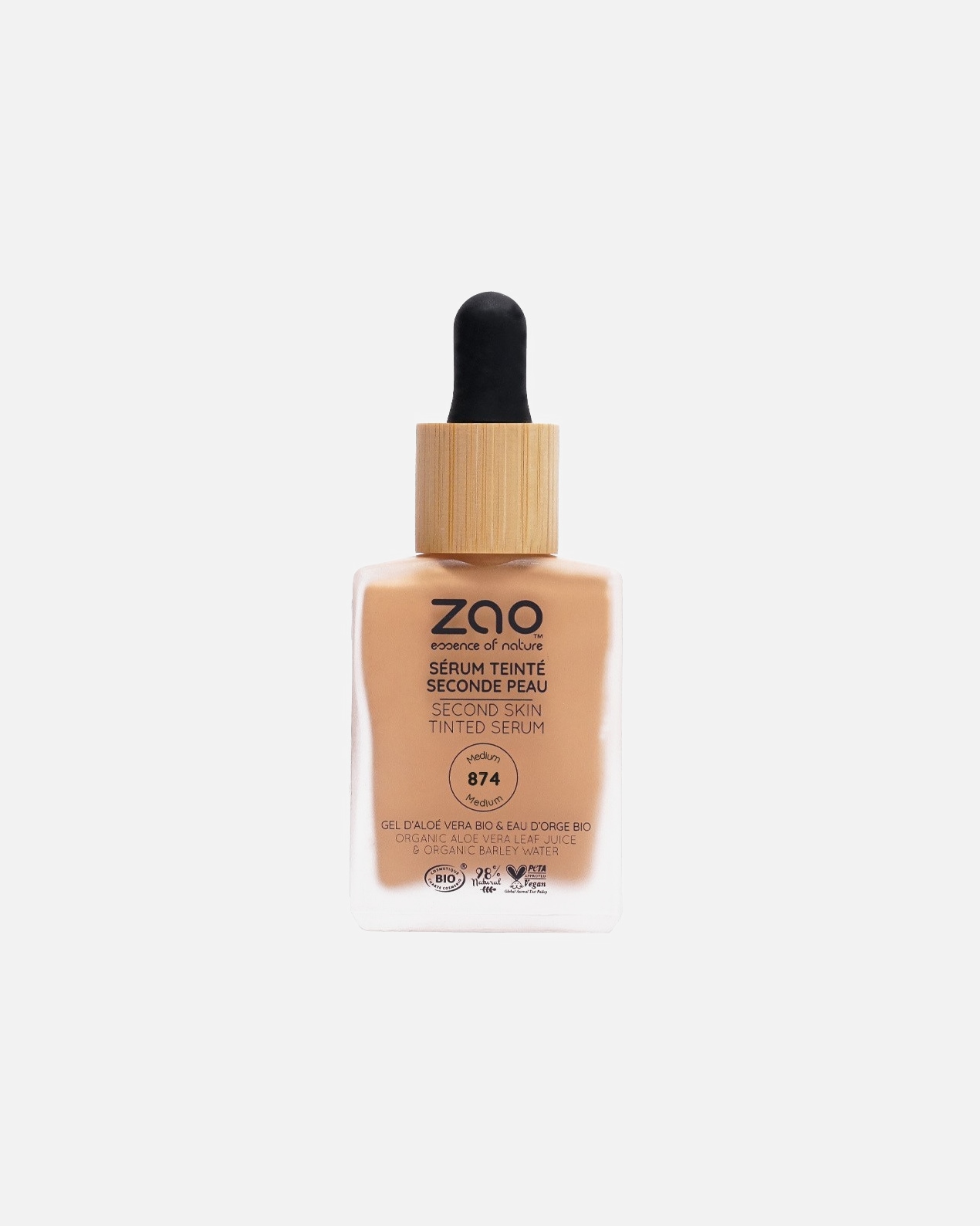 Fond de teint pour Unisexe ZAO Sérum teinté seconde peau 874 Médium ***