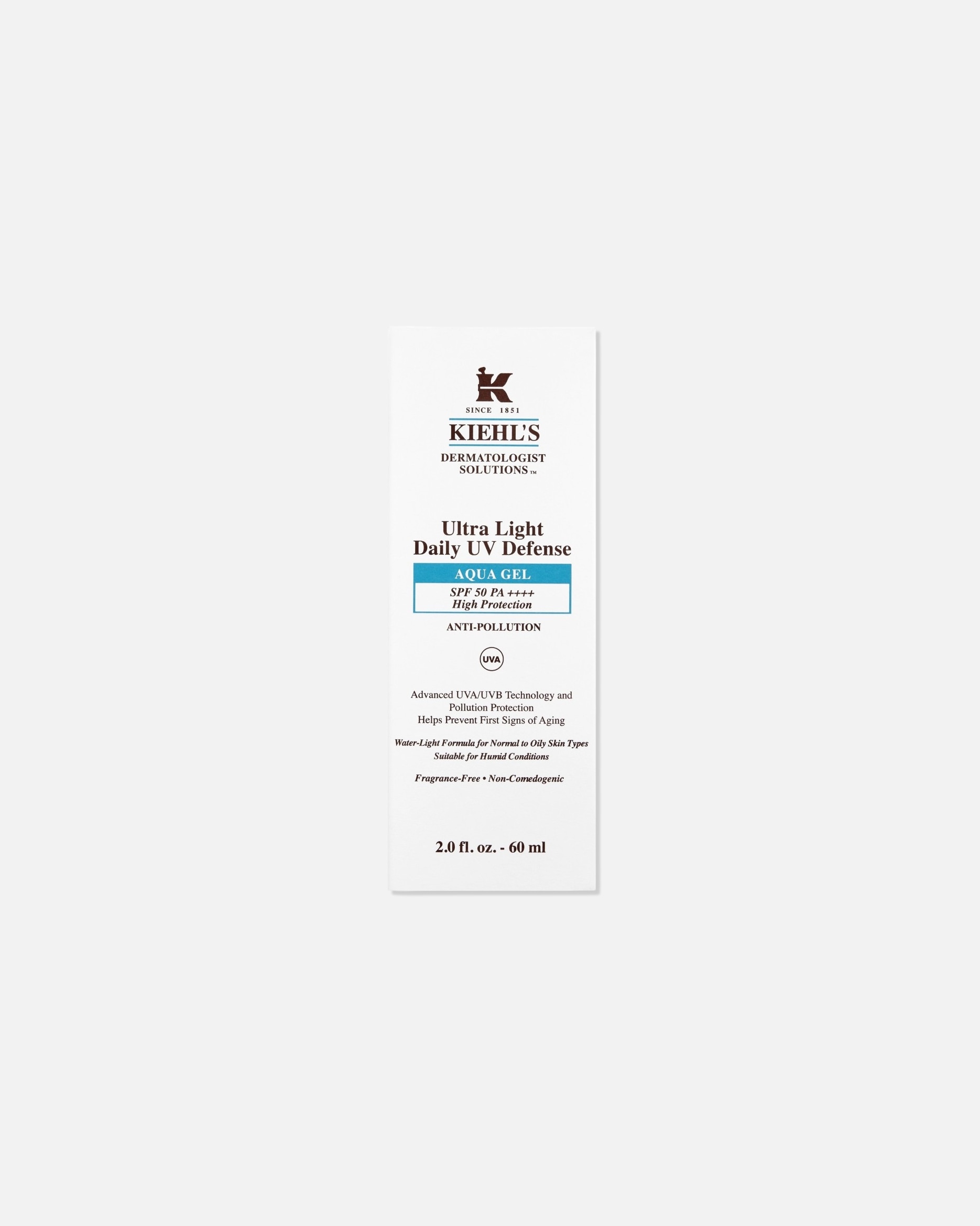 Crème solaire pour Unisexe Kiehl’s Ultra Light Daily UV Defense Aqua Gel SPF 50 PA++++ 60 ml