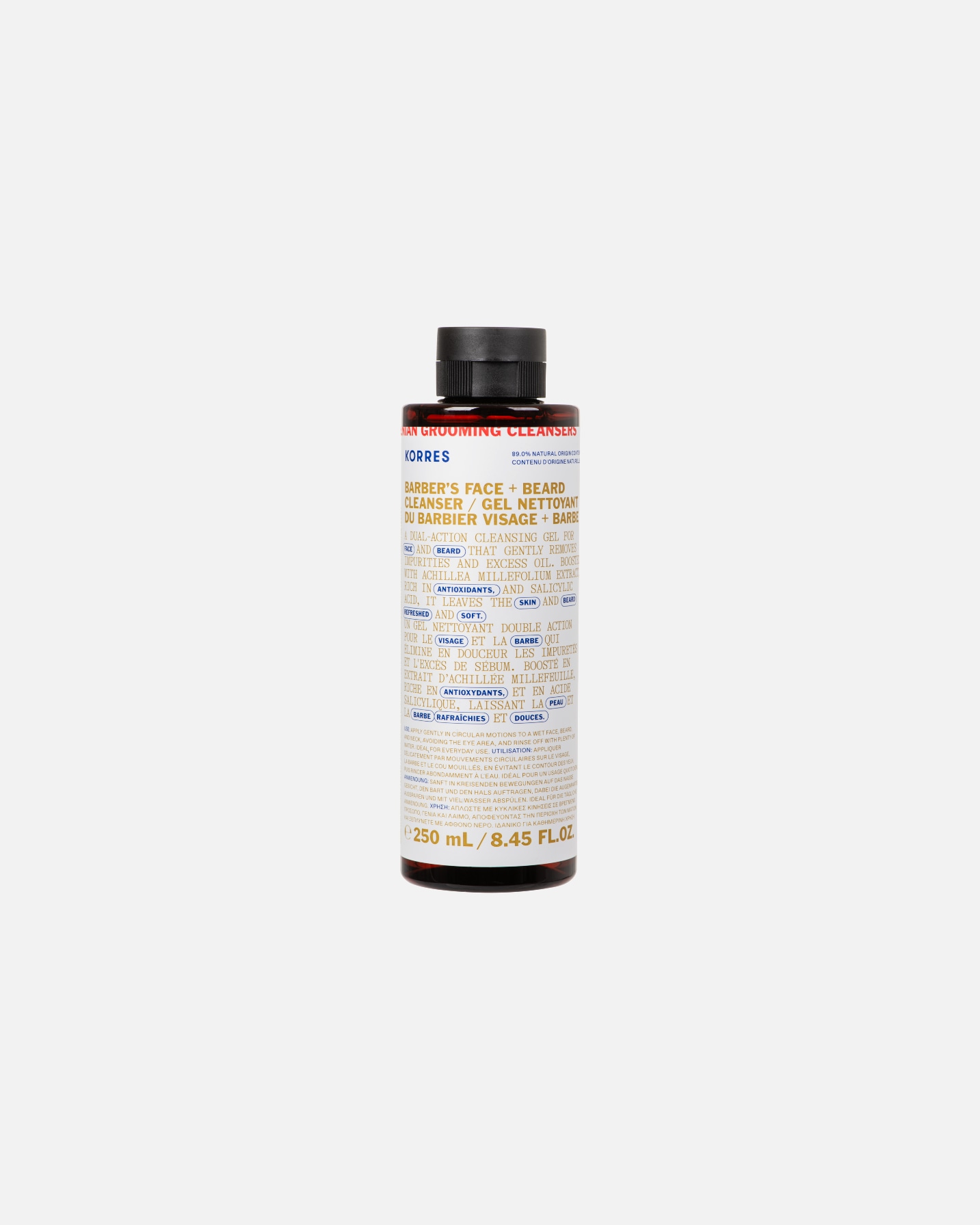 Gel nettoyant pour Homme KORRES ATHENIAN GROOMING pour le visage et la barbe 250 ml