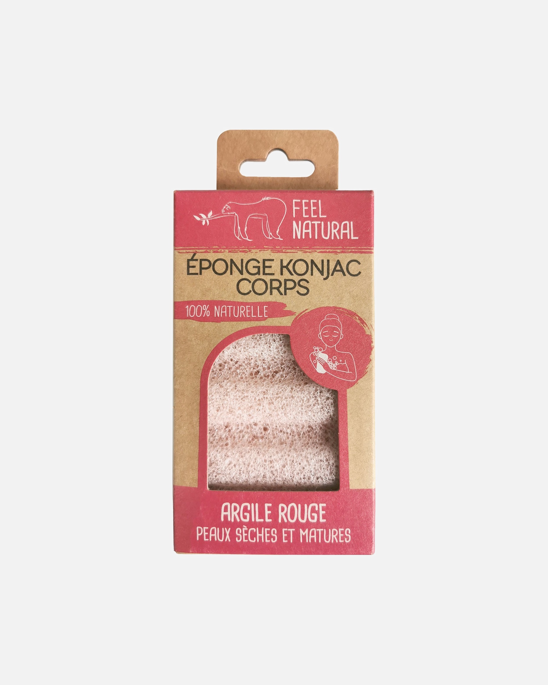 Éponge pour Unisexe Feel Natural Eponge Konjac Corps Argile Rouge