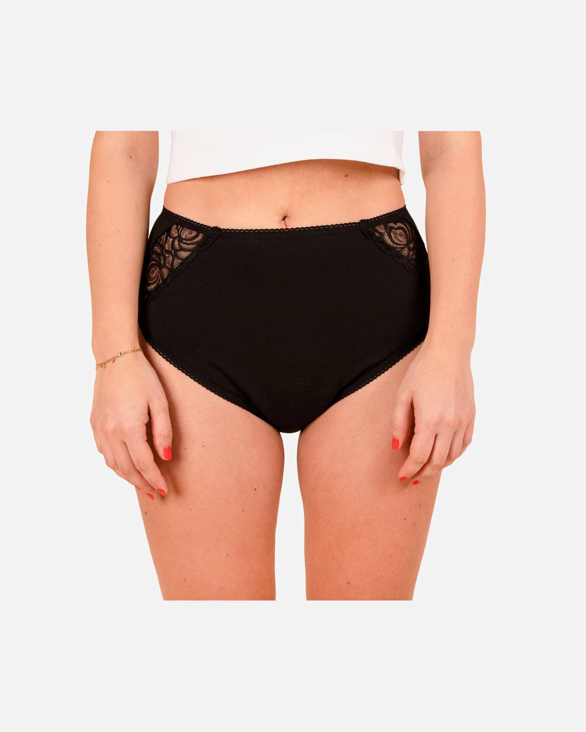 Sous-vêtements menstruels pour Femme jho Culotte menstruelle noire taille haute flux abondants T34