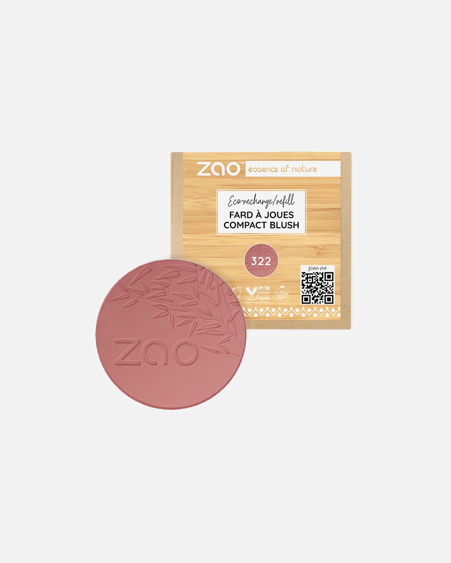Blush pour Unisexe ZAO Fard à joues compact en bambou 322 - Recharge