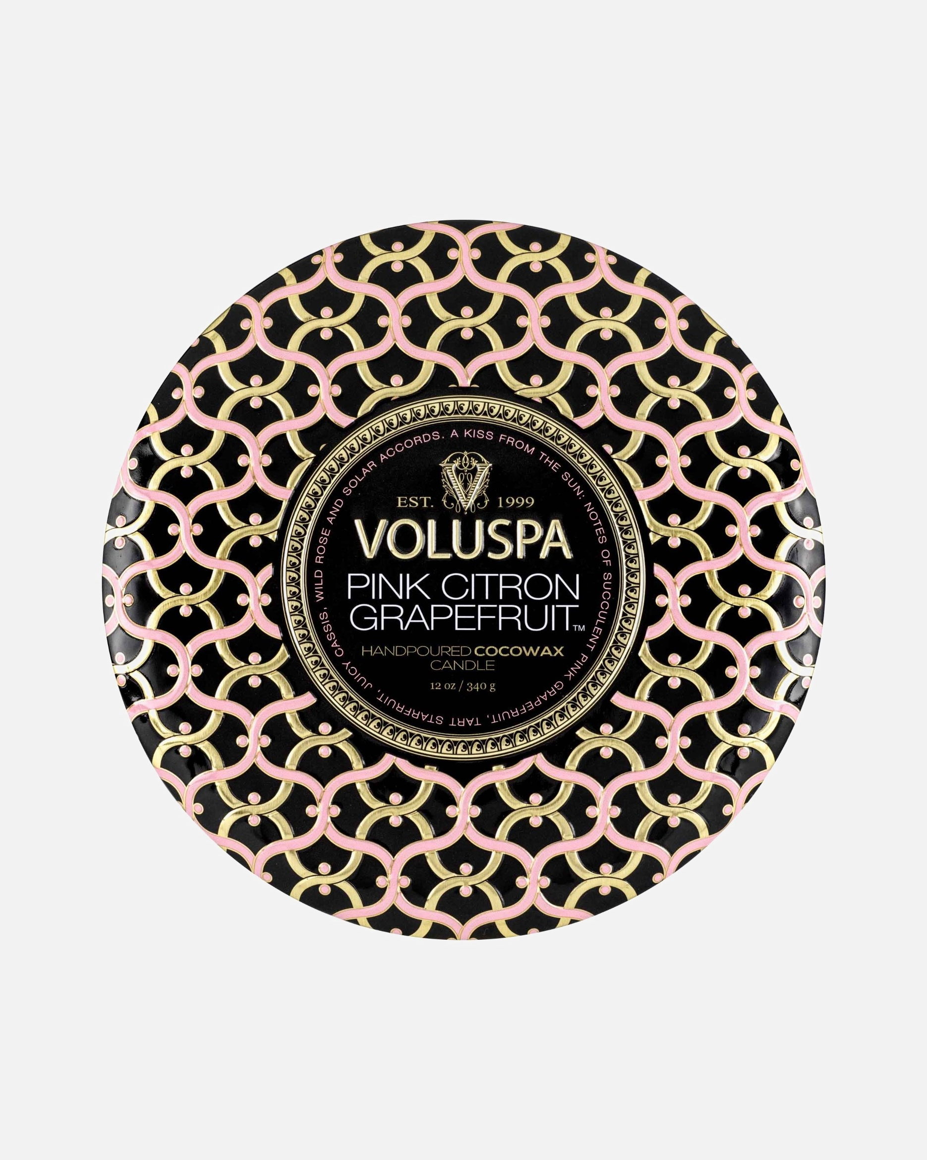 Bougie pour Unisexe VOLUSPA Maison Noir Tin Pink Citron Grapefruit