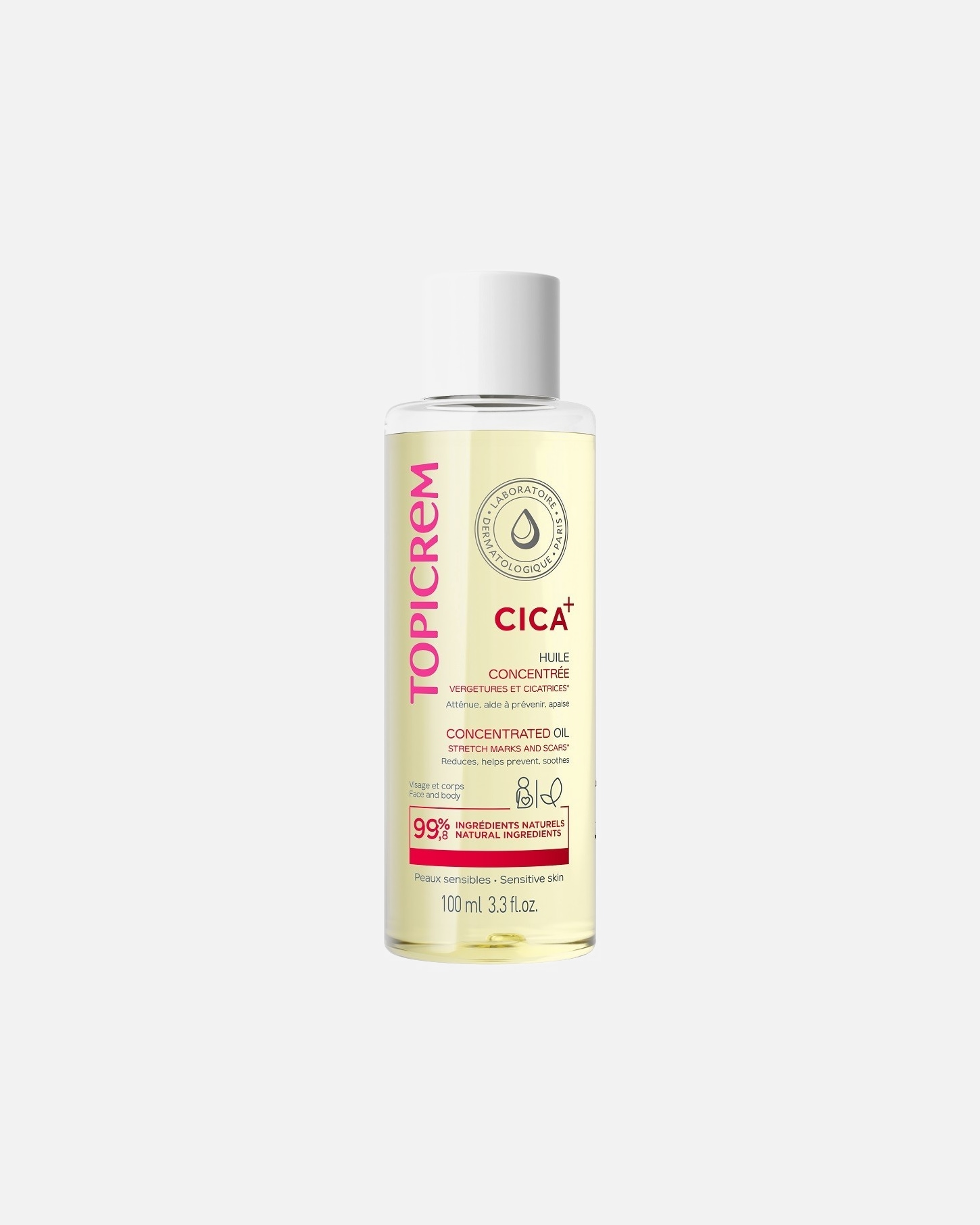 Soins anti-vergetures pour Unisexe Topicrem Cica+ Huile Concentrée Vergetures et Cicatrices 100 ml