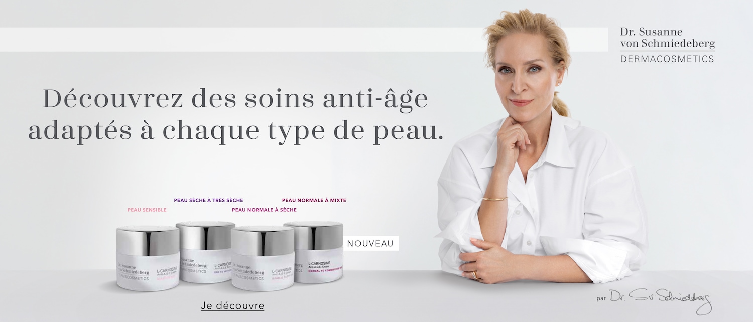 Découvrez les soins anti-âge adaptés à chaque type de peau avec Dr. Susanne von Schmiedeberg DERMACOSMETICS, une gamme pour peau sensible, sèche, normale ou mixte. Je découvre!