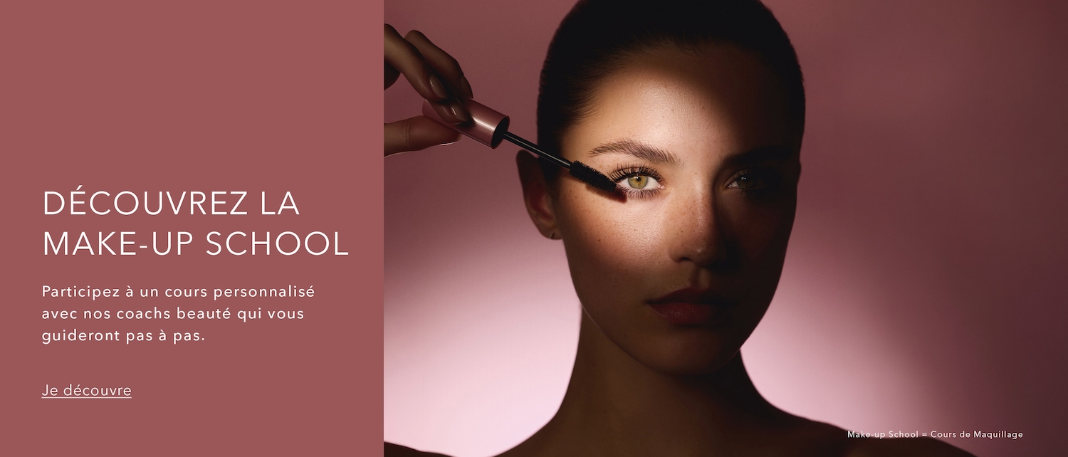 Découvrez la Make-up School et participez à un cours personnalisé avec nos coachs beauté qui vous guideront pas à pas, cliquez sur "Je découvre" pour en savoir plus.