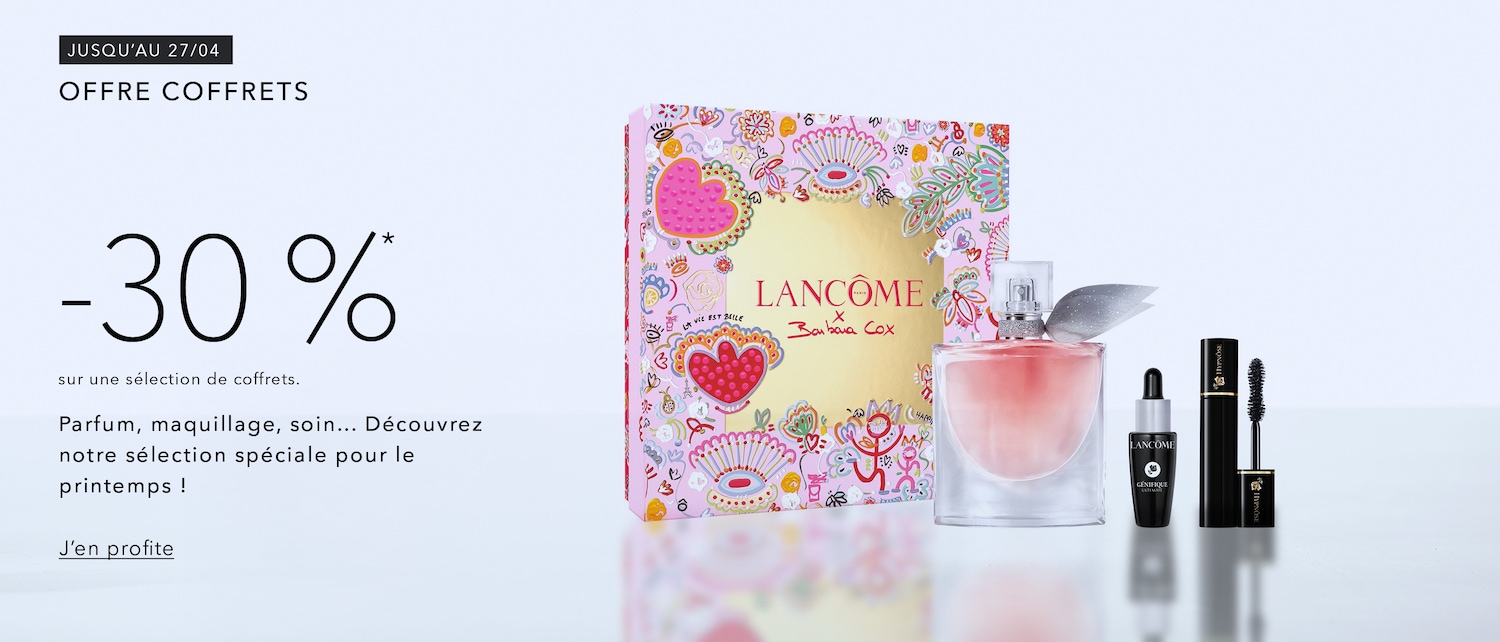 Découvrez une sélection spéciale pour le printemps : parfums, maquillage et soins de la peau, avec 30% de réduction sur une sélection de coffrets jusqu'au 27 avril.