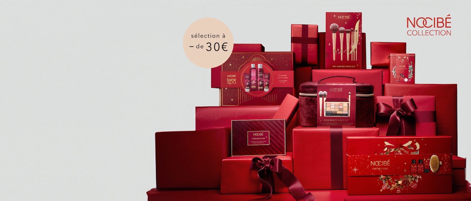 Découvrez une sélection de coffrets cadeaux Nocibé Collection, avec des produits de maquillage et de soins, le tout à moins de 30€.
