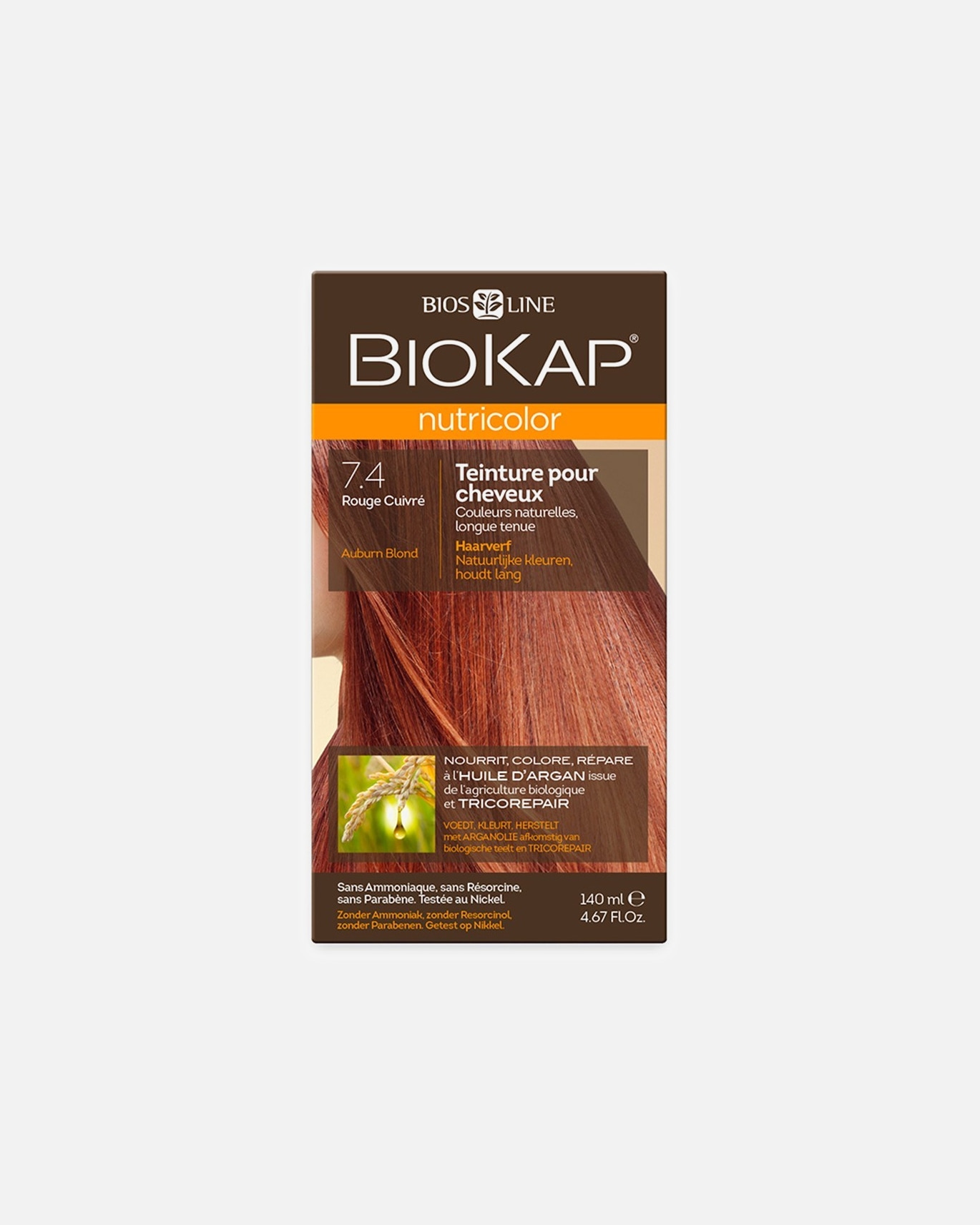 Coloration cheveux pour Unisexe Biokap Nutricolor 7.4 ROUGE CUIVRÉ