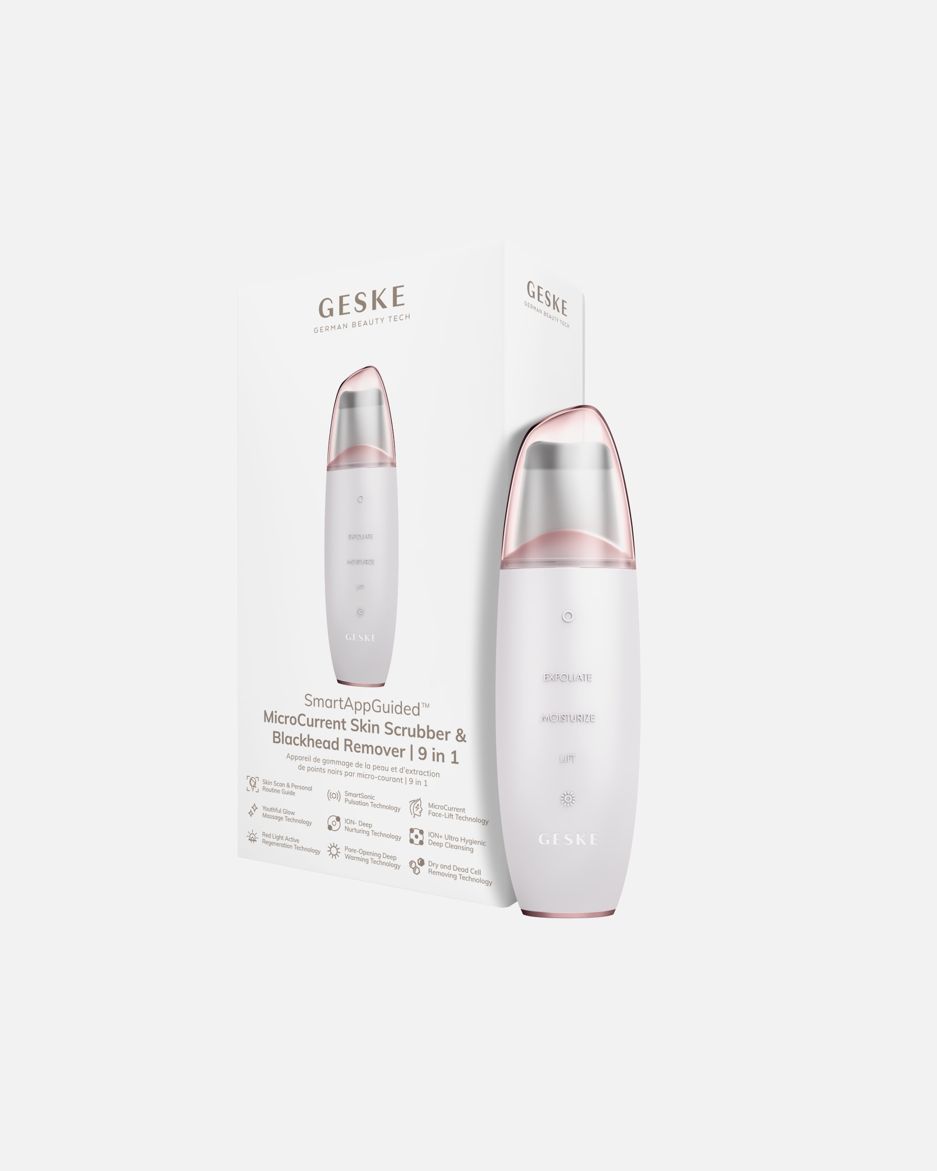 Appareil électrique de massage du visage pour Unisexe Geske SmartAppGuided™ MicroCurrent Skin Scrubber & Blackhead Remover 9 in 1 1 Pièce