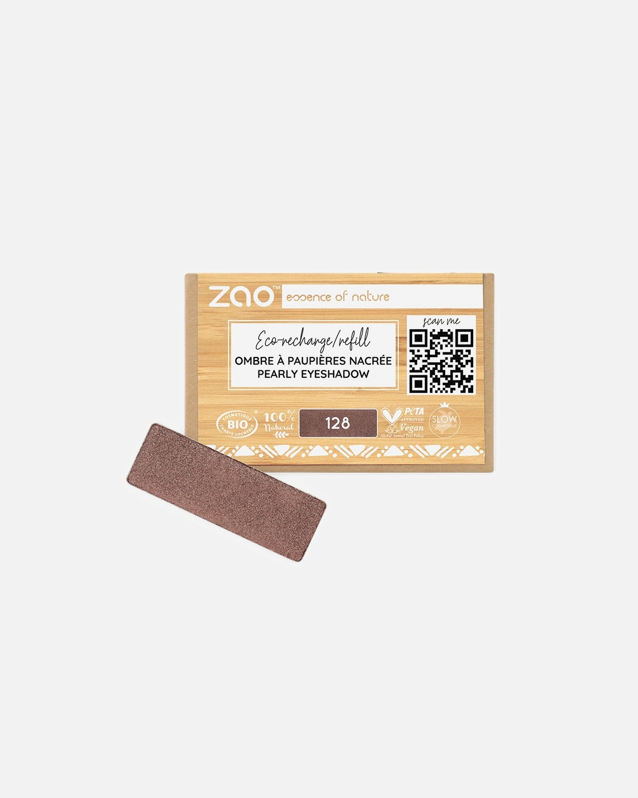 Ombre à paupières pour Unisexe ZAO Rectangle - Recharge 128 - PEARLY TIRAMISU