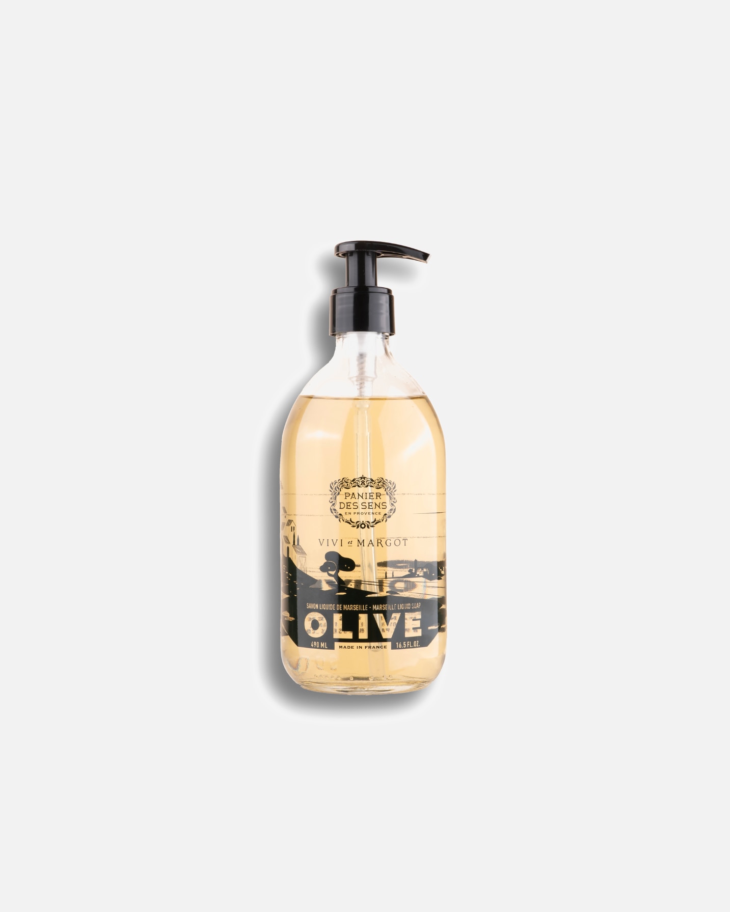 Savon pour les mains pour Unisexe Panier des Sens Savon de Marseille liquide en verre - Olive 490 ml