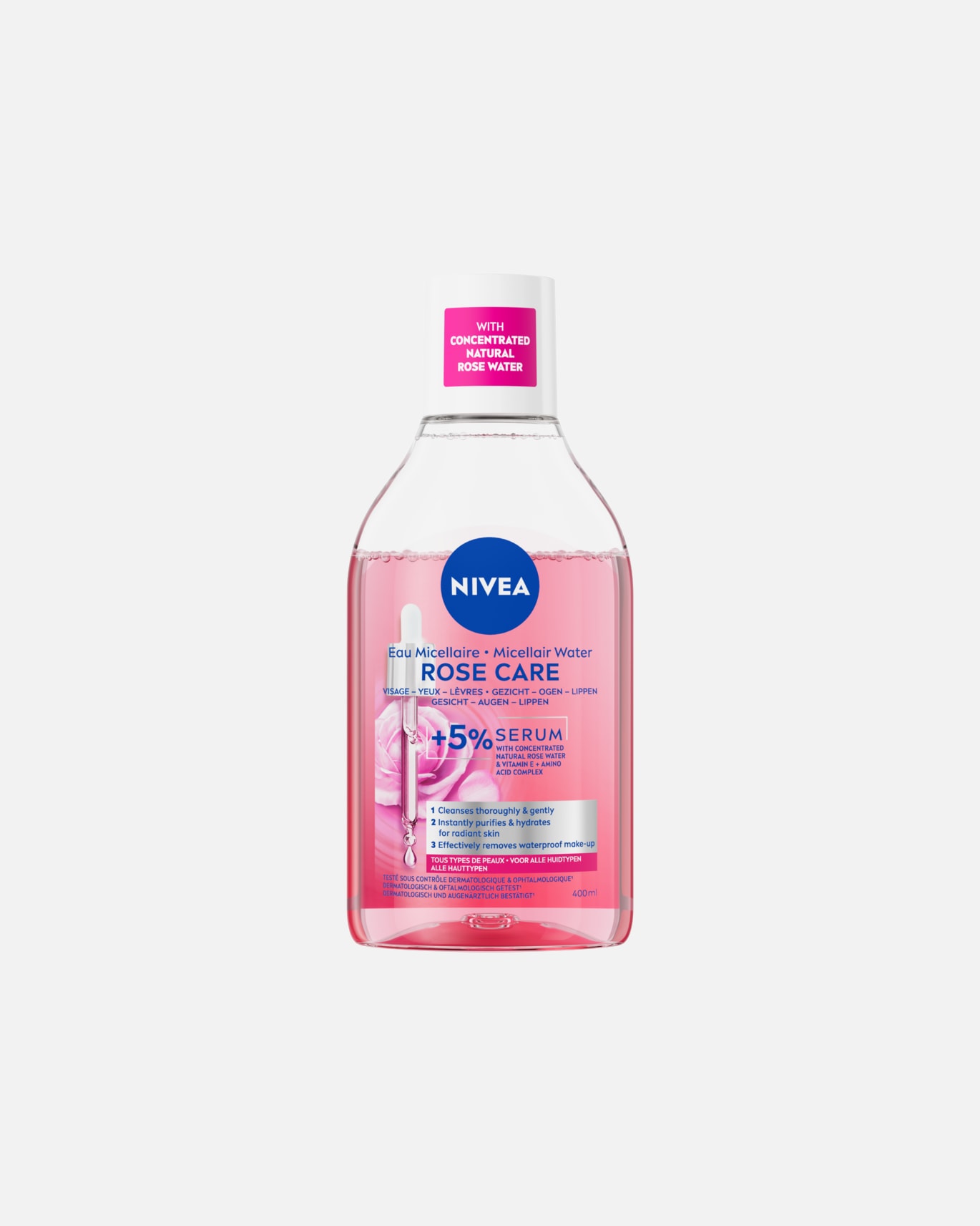 Démaquillant pour Femme NIVEA Eau micéllaire sérum Rose Care 400 ml