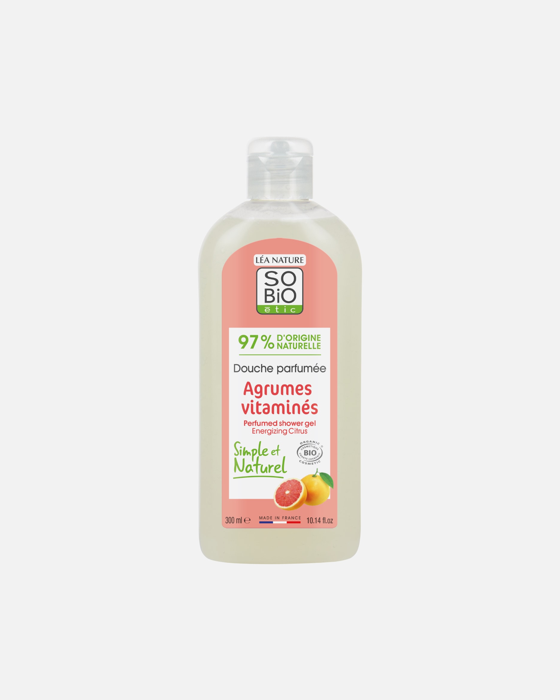 Gel douche pour Unisexe SO BiO étic Douche parfumée Agrumes Vitaminés 300 ml