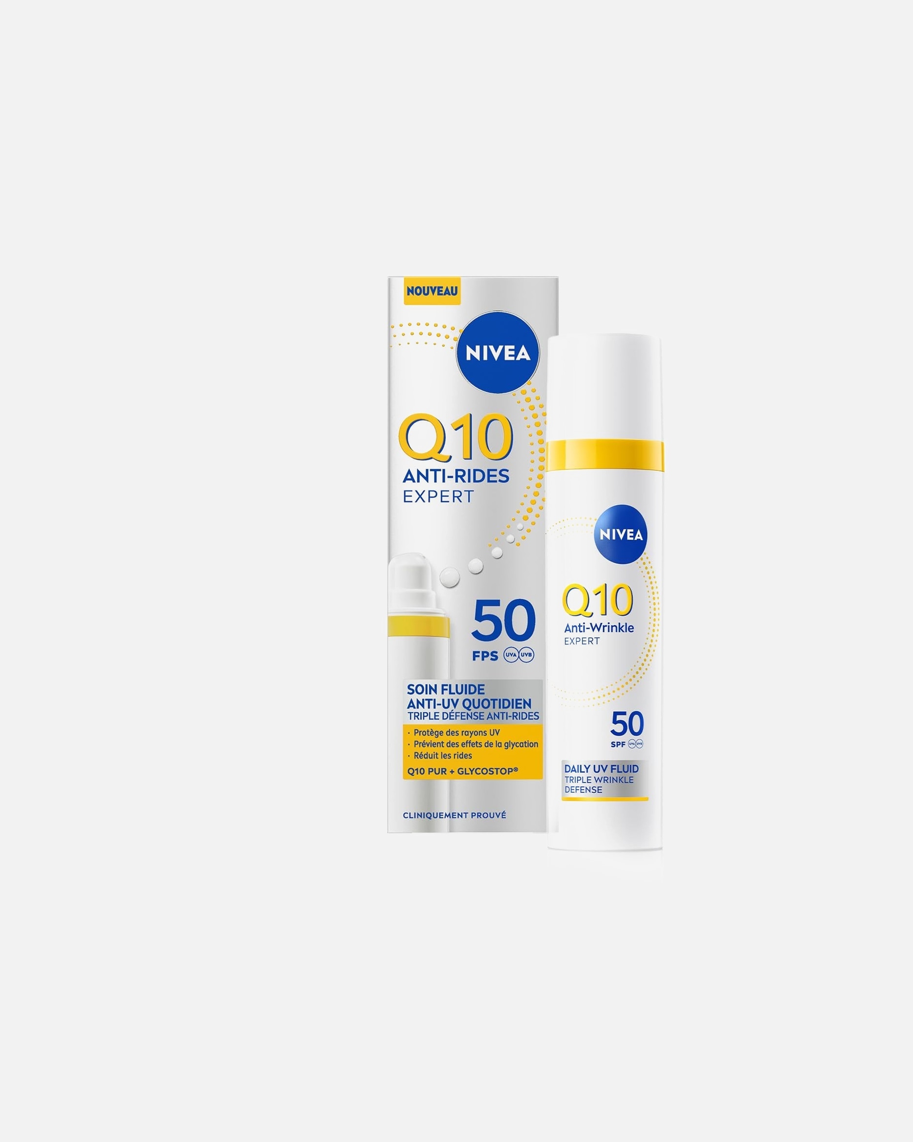 Fluide visage pour Femme NIVEA Q10 Fluide anti-UV SPF50 40 ml
