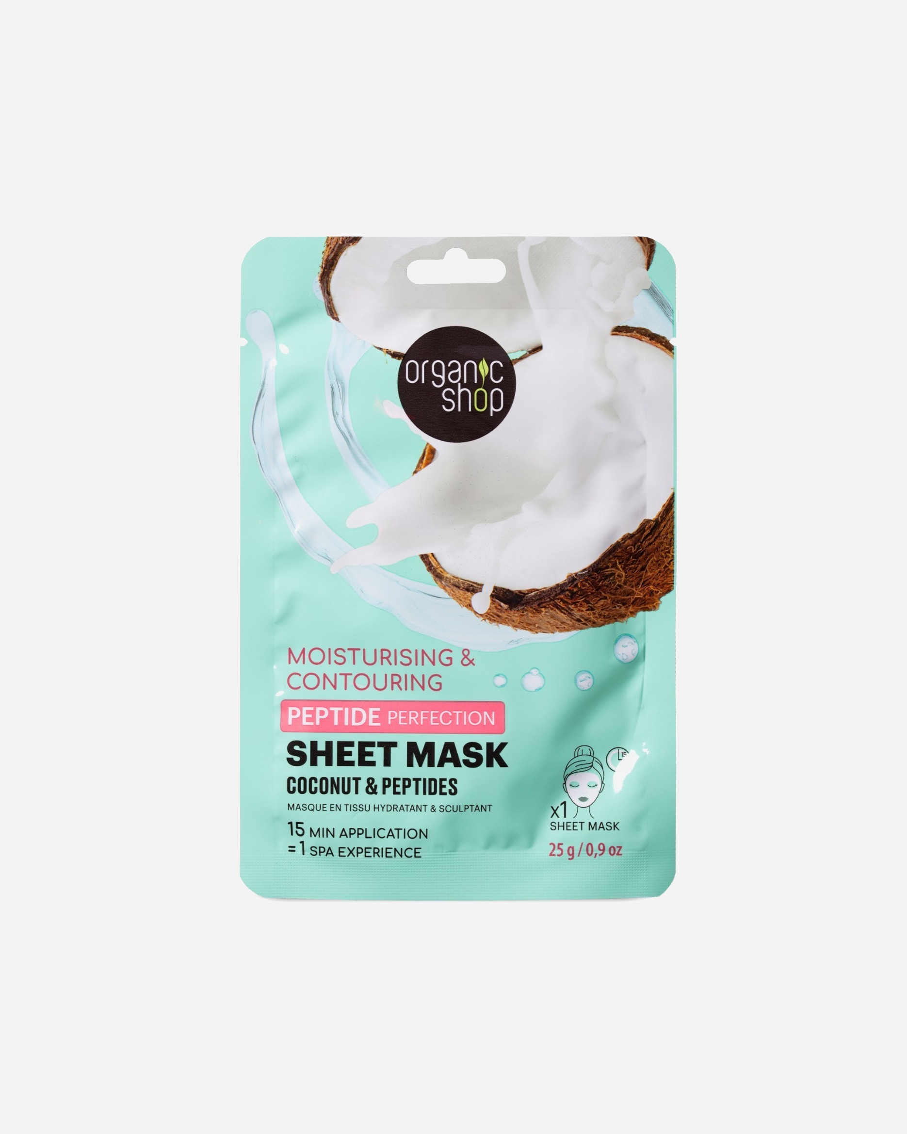 Masque tissu pour Unisexe Organic Shop Hydratant & sculptant à la Noix de coco et aux peptides 25 g