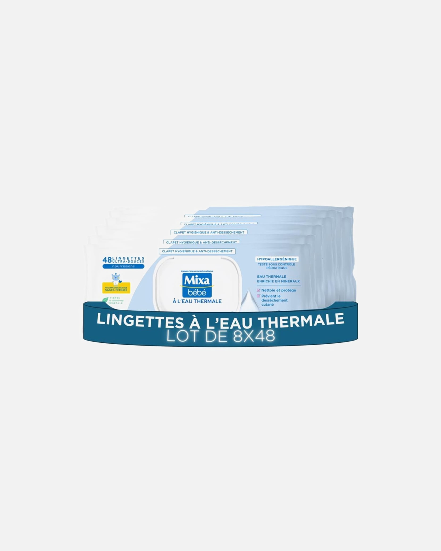 Soin bébé pour le bain pour Unisexe Mixa Lingettes Bébé à l’eau Thermale 8 x 48 unités
