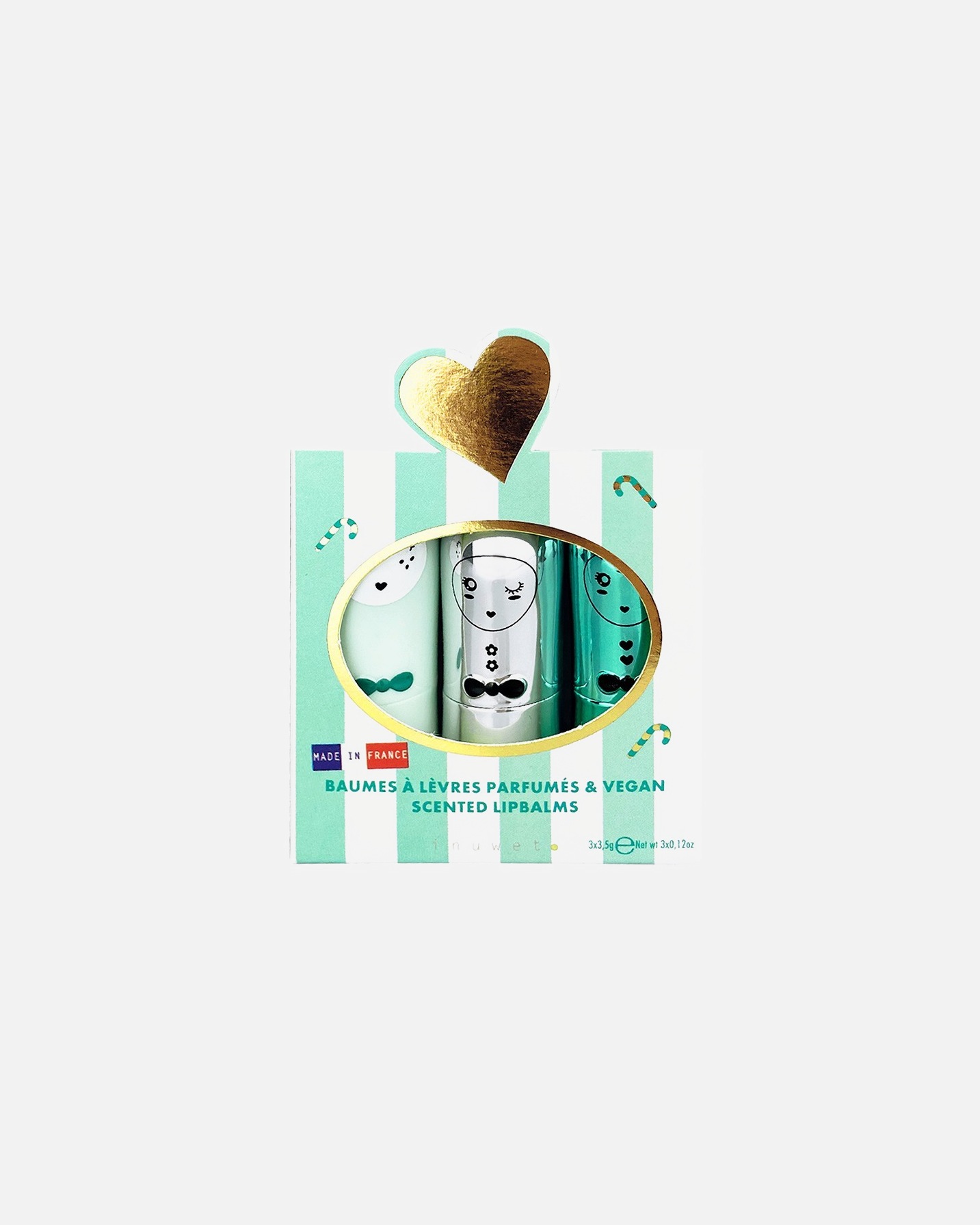 Baume à lèvres pour Unisexe Inuwet Coffret trio baumes à lèvres Jingle Aqua 1 Pièce