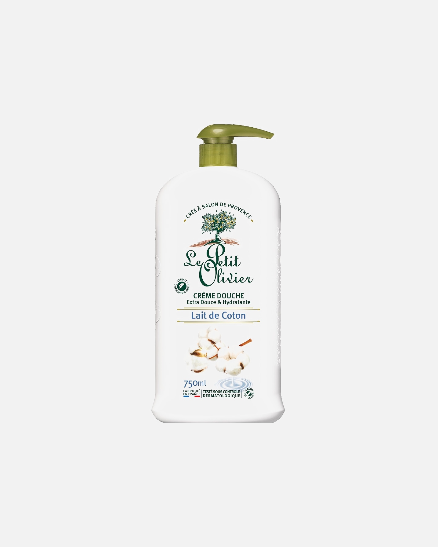 Gel douche pour Unisexe Le Petit Olivier Crème Extra Douce & Hydratante Lait de Coton 750 ml