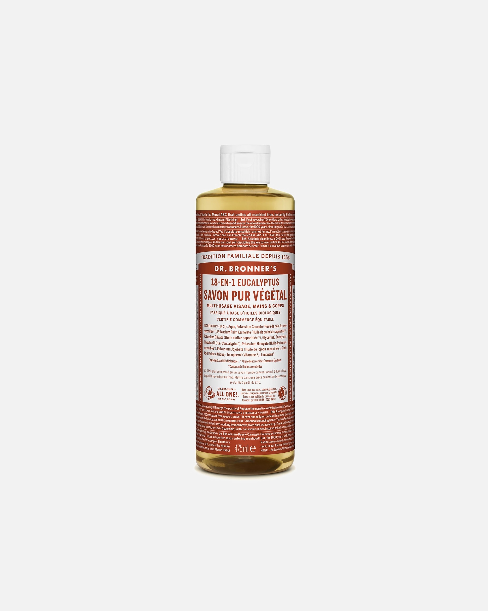 Savon pour les mains pour Unisexe Dr. Bronner's Savon liquide Eucalyptus 475 ml