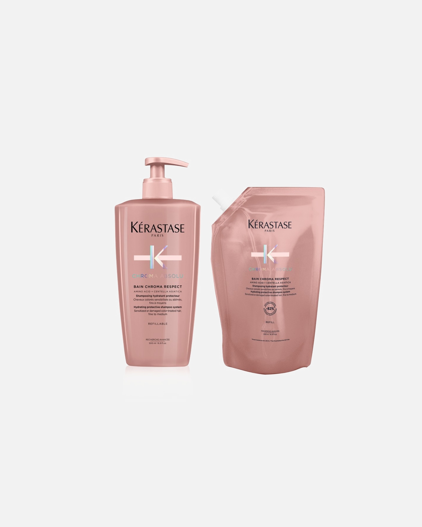 Coffret soin cheveux pour Unisexe Kérastase Chroma Absolu Bain Chroma Respect flacon pompe rechargeable et recharge shampooing 1 Pièce