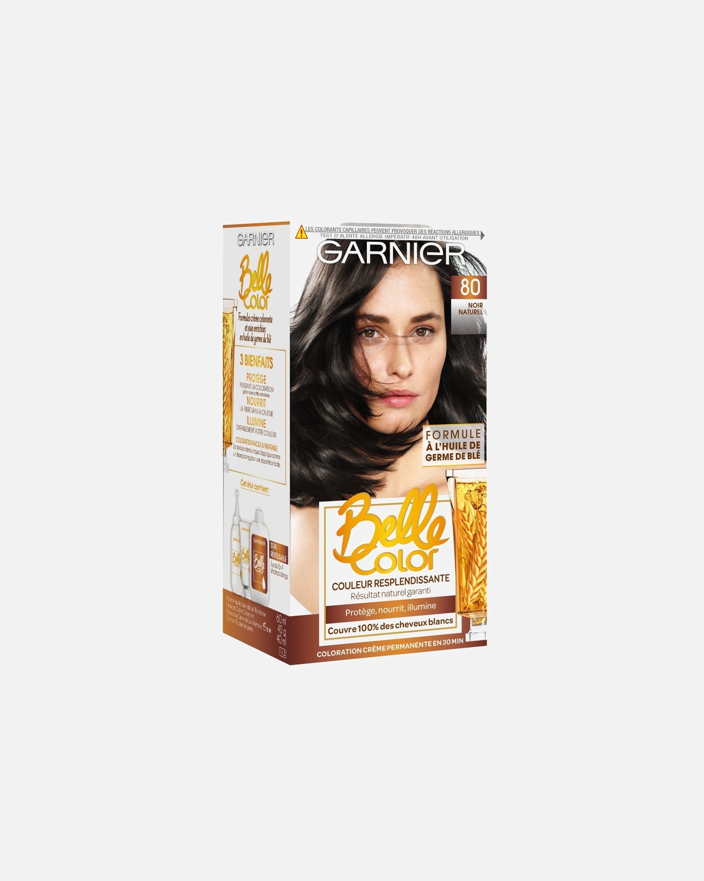 Coloration cheveux pour Femme Garnier Crème de coloration à l’huile de germe de blé. 80 - Noir Naturel