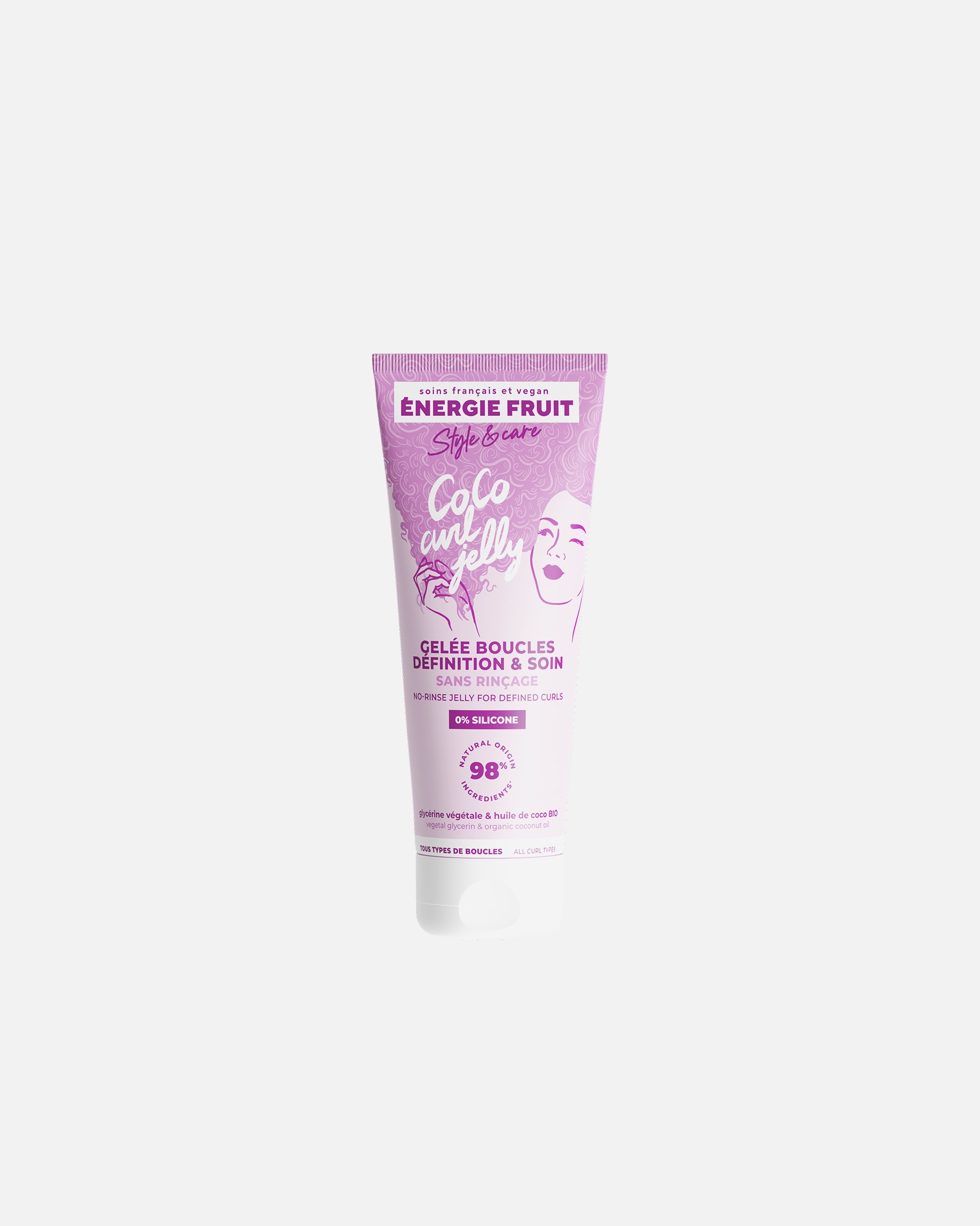 Gel cheveux pour Unisexe Energie Fruit coco curl gelee - sans rincage sans silicone - cheveux boucles & ondules 200 ml