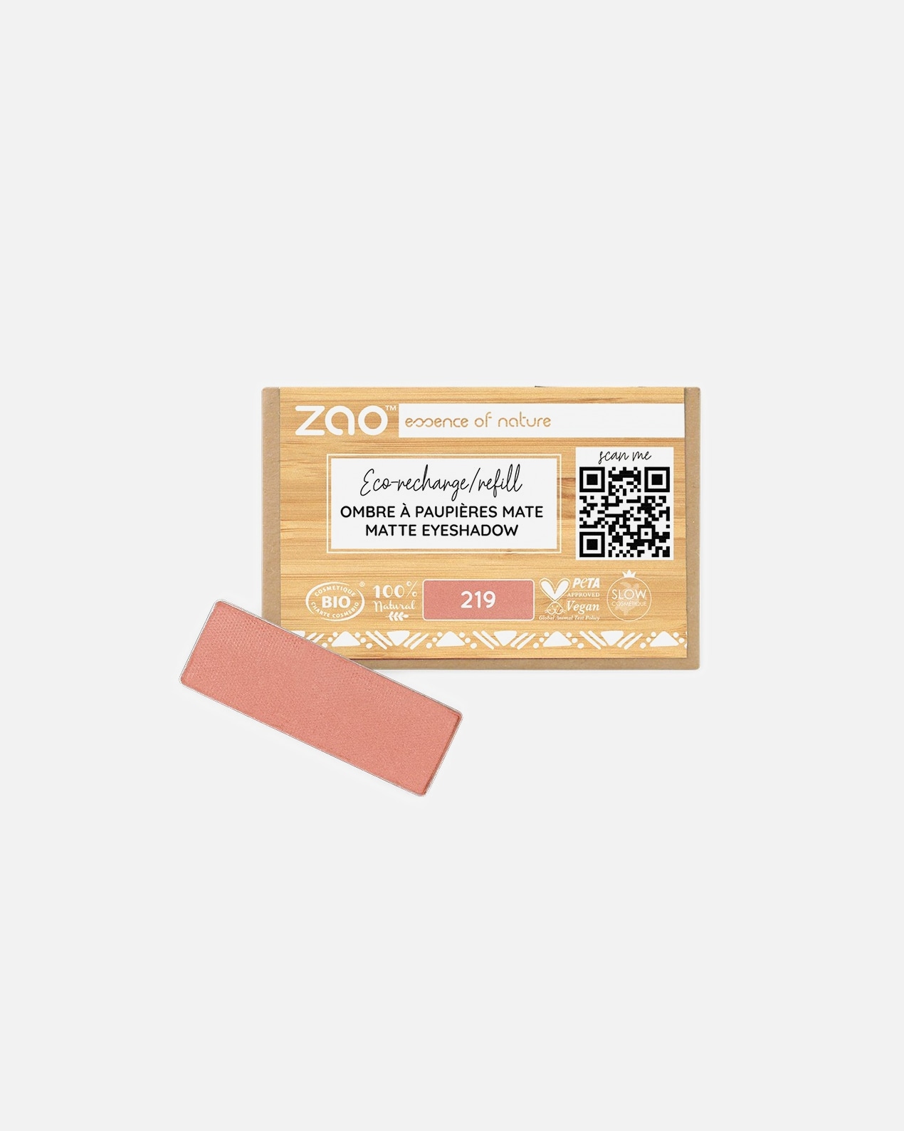 Ombre à paupières pour Unisexe ZAO Rectangle - Recharge 219 - TERRACOTTA PINK